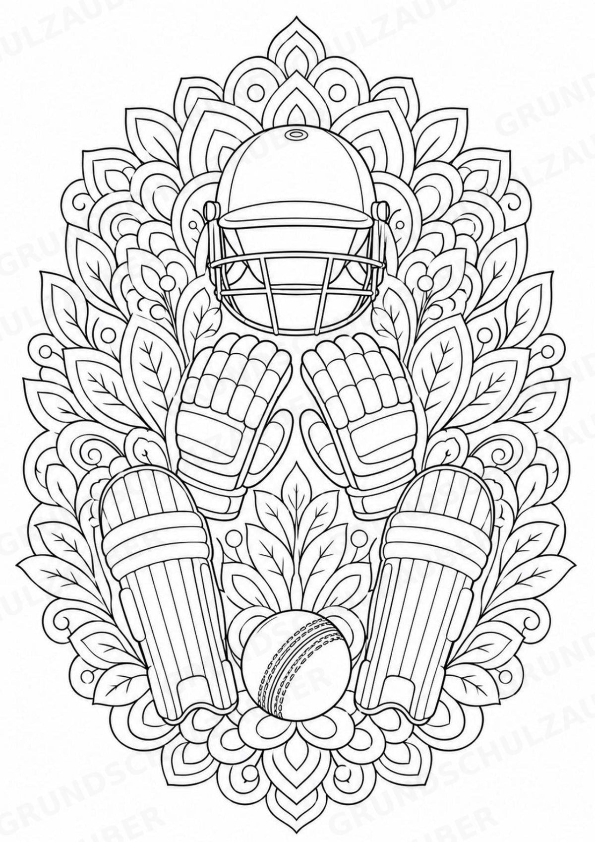 Cricket Mandalas Ausmalbilder – Sport – 15 Malvorlagen – Materialseite 7