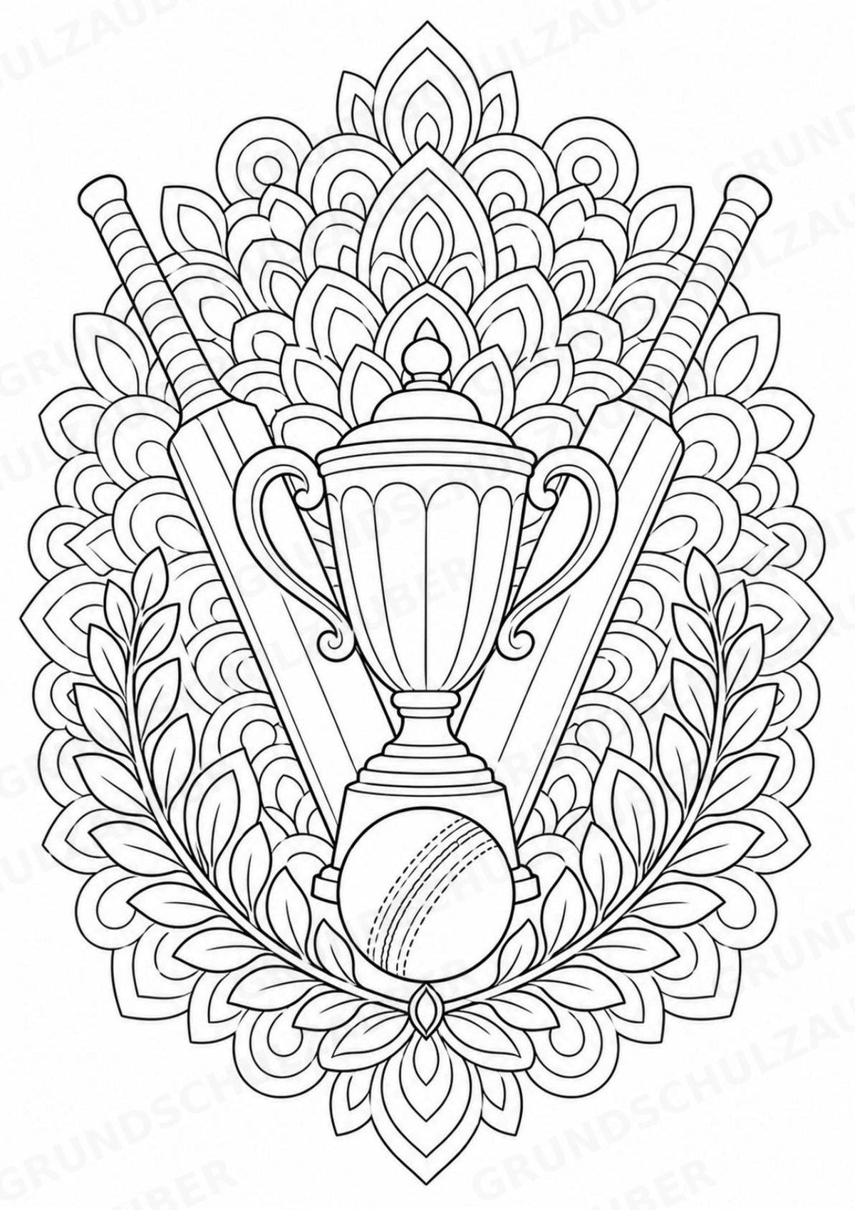 Cricket Mandalas Ausmalbilder – Sport – 15 Malvorlagen – Materialseite 9