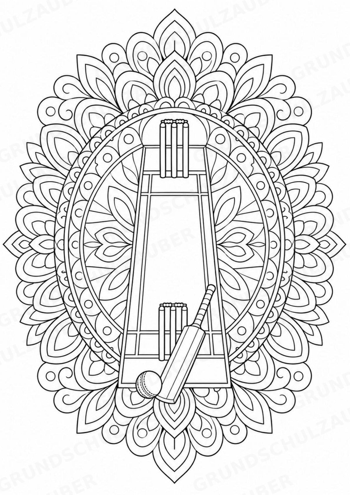 Cricket Mandalas Ausmalbilder – Sport – 15 Malvorlagen – Materialseite 10