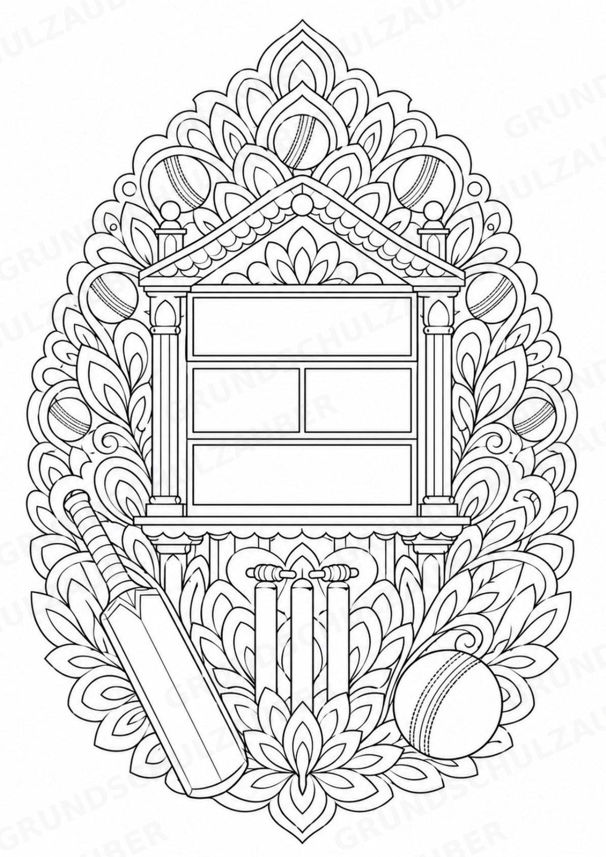 Cricket Mandalas Ausmalbilder – Sport – 15 Malvorlagen – Materialseite 11