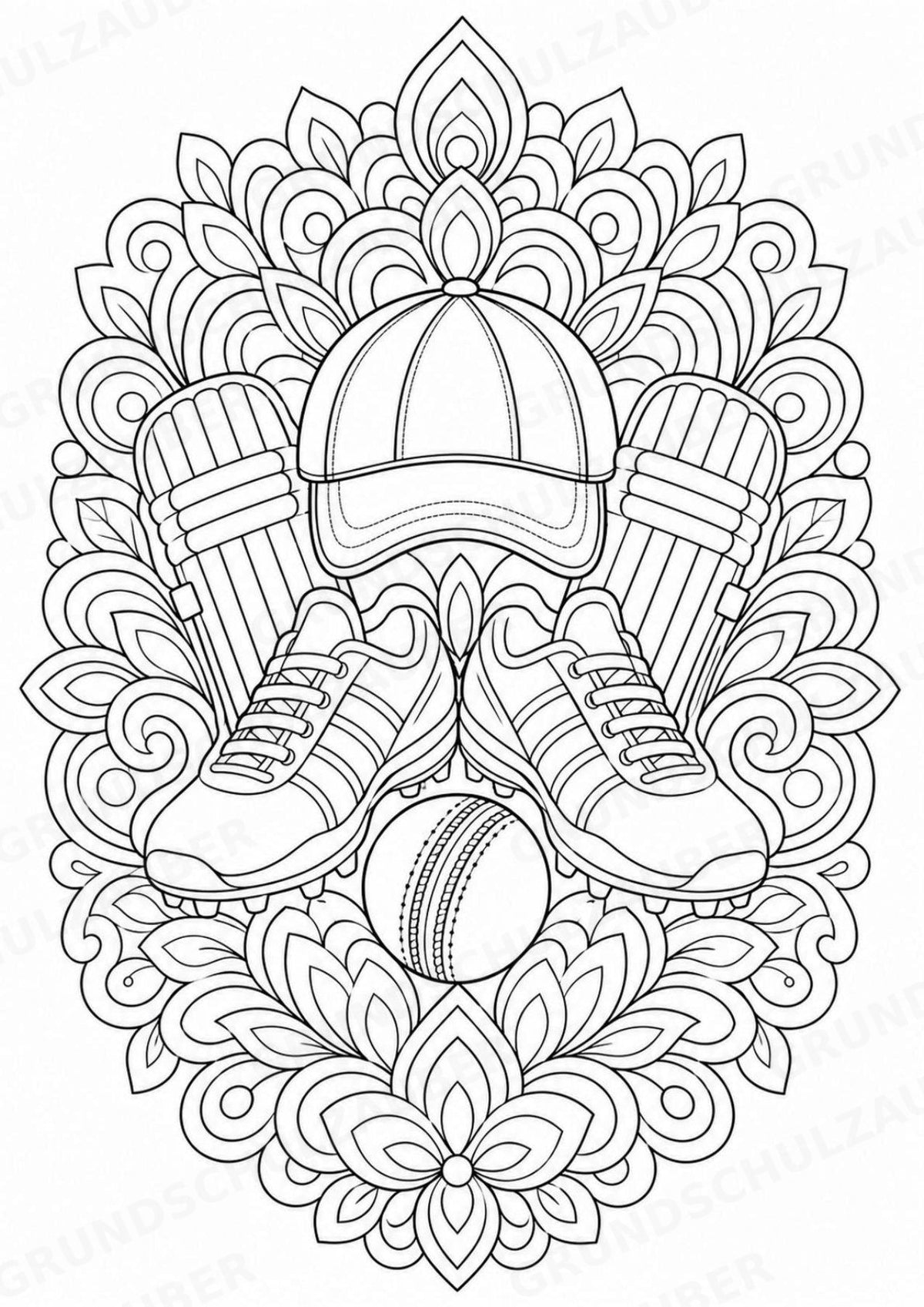 Cricket Mandalas Ausmalbilder – Sport – 15 Malvorlagen – Materialseite 12