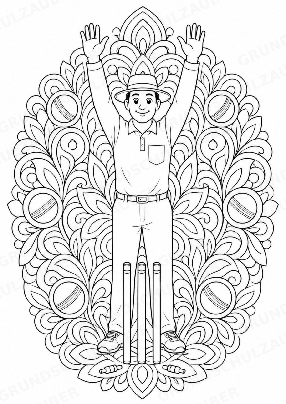 Cricket Mandalas Ausmalbilder – Sport – 15 Malvorlagen – Materialseite 13