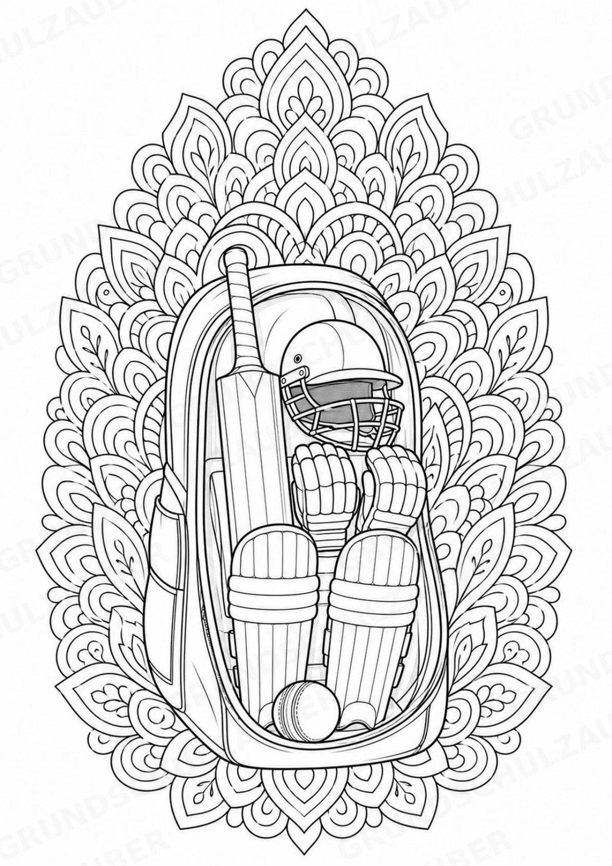 Cricket Mandalas Ausmalbilder – Sport – 15 Malvorlagen – Materialseite 14