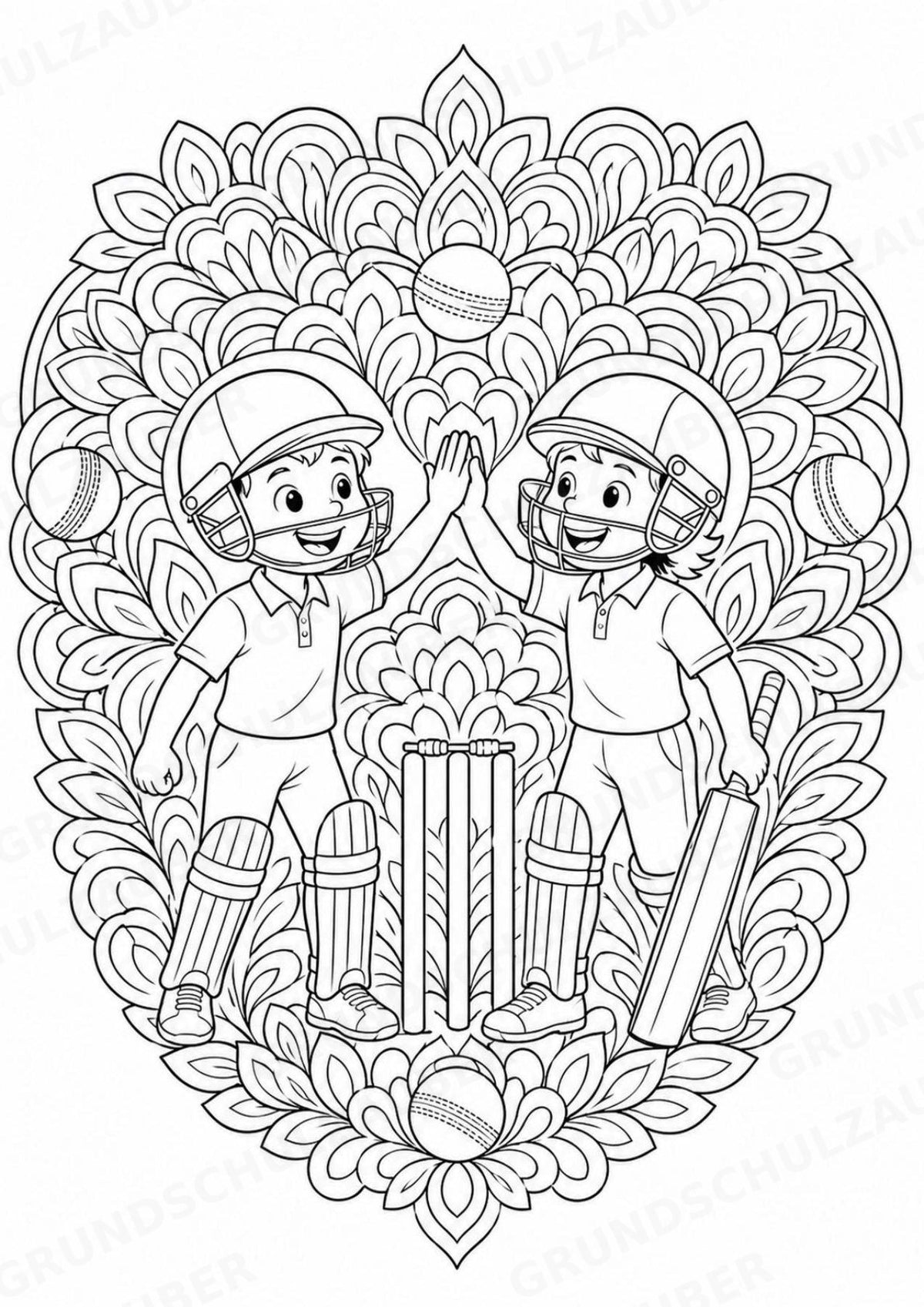 Cricket Mandalas Ausmalbilder – Sport – 15 Malvorlagen – Materialseite 15