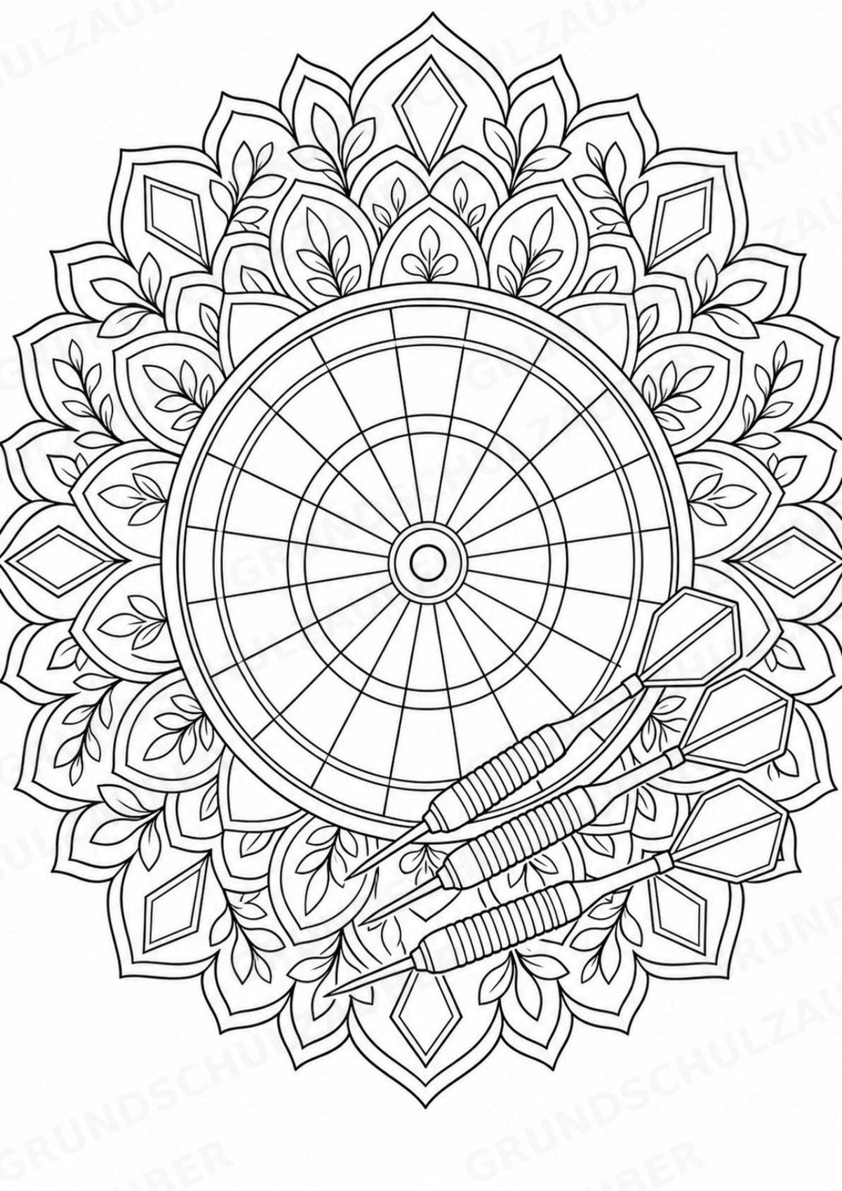 Darts Mandalas Ausmalbilder – Sport – 15 Malvorlagen – Materialseite 2