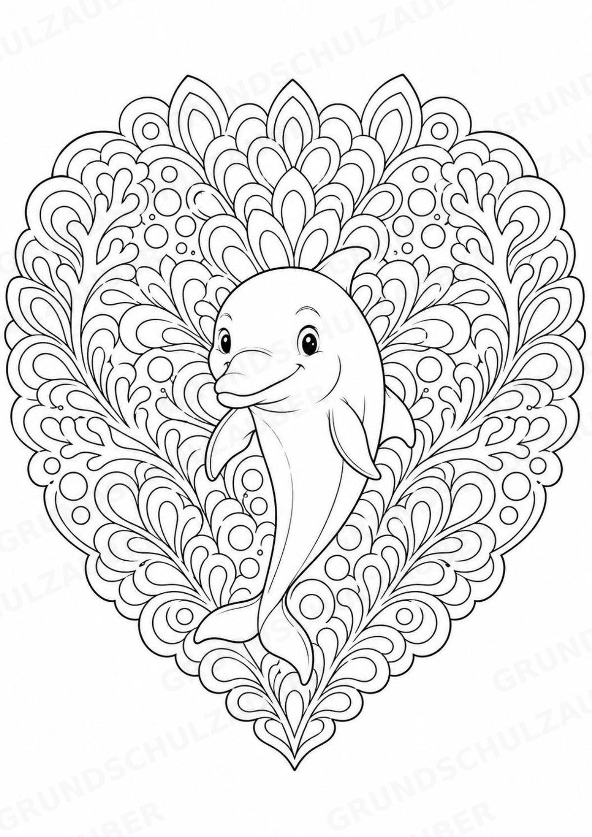 Delfin Mandalas Ausmalbilder – Tiere – 15 Malvorlagen – Materialseite 4