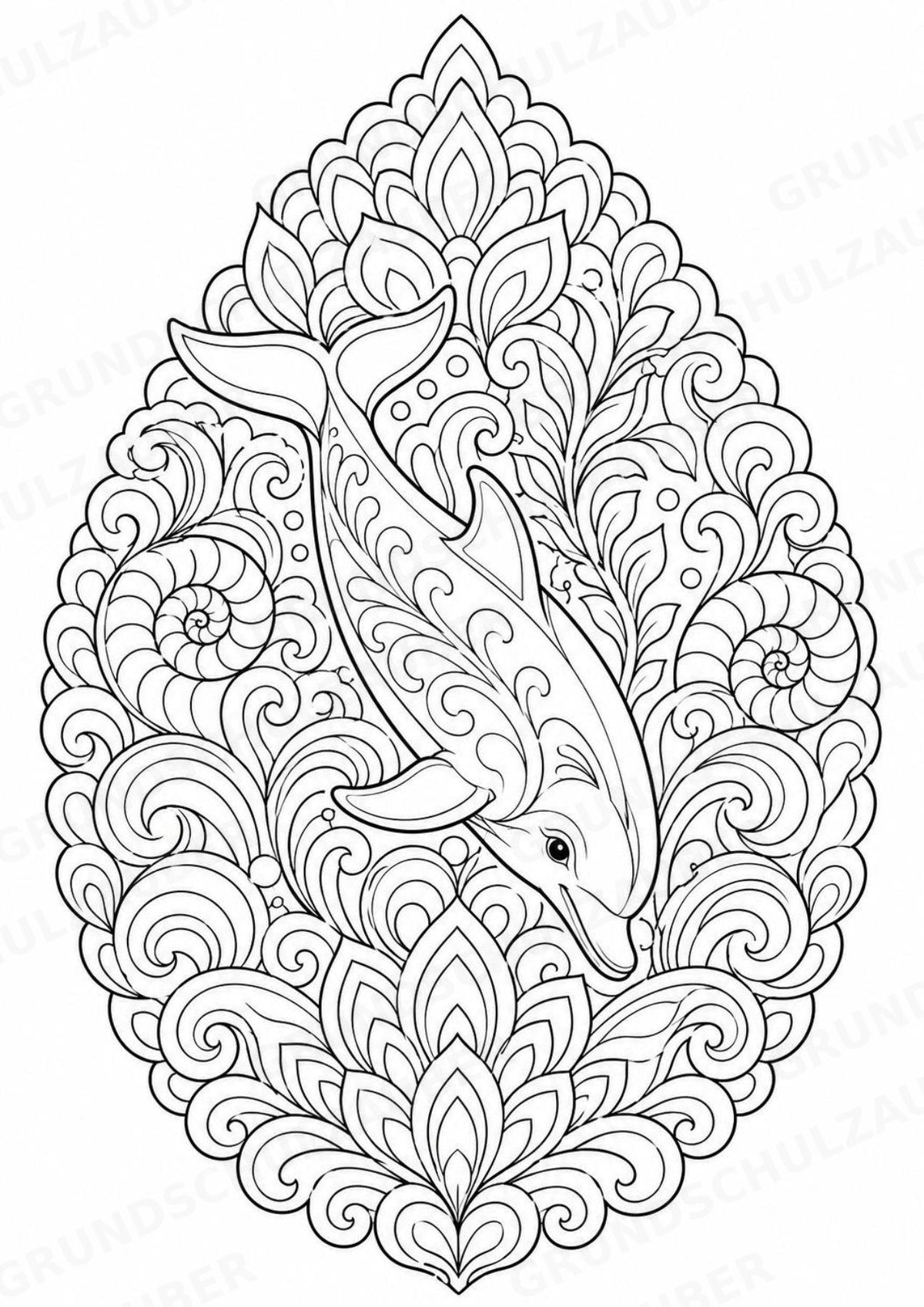 Delfin Mandalas Ausmalbilder – Tiere – 15 Malvorlagen – Materialseite 6