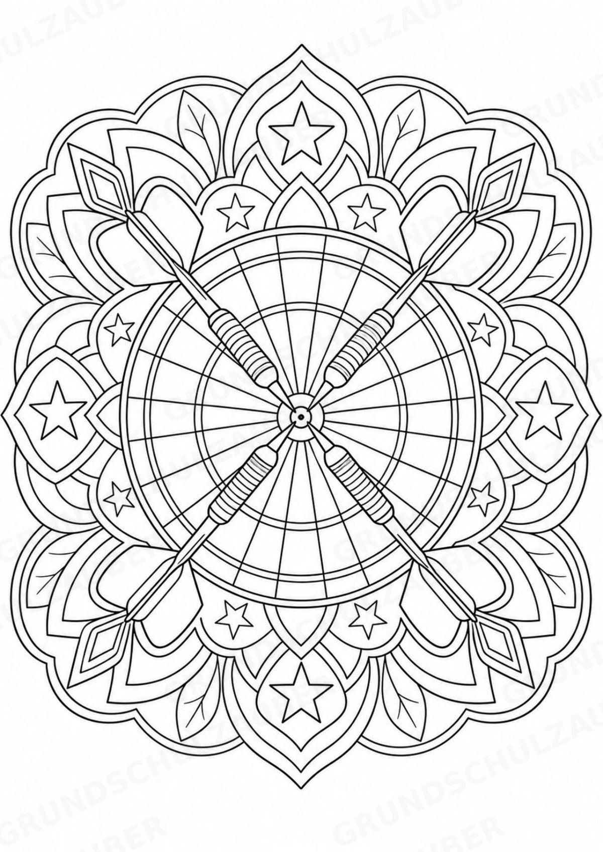 Darts Mandalas Ausmalbilder – Sport – 15 Malvorlagen – Materialseite 14