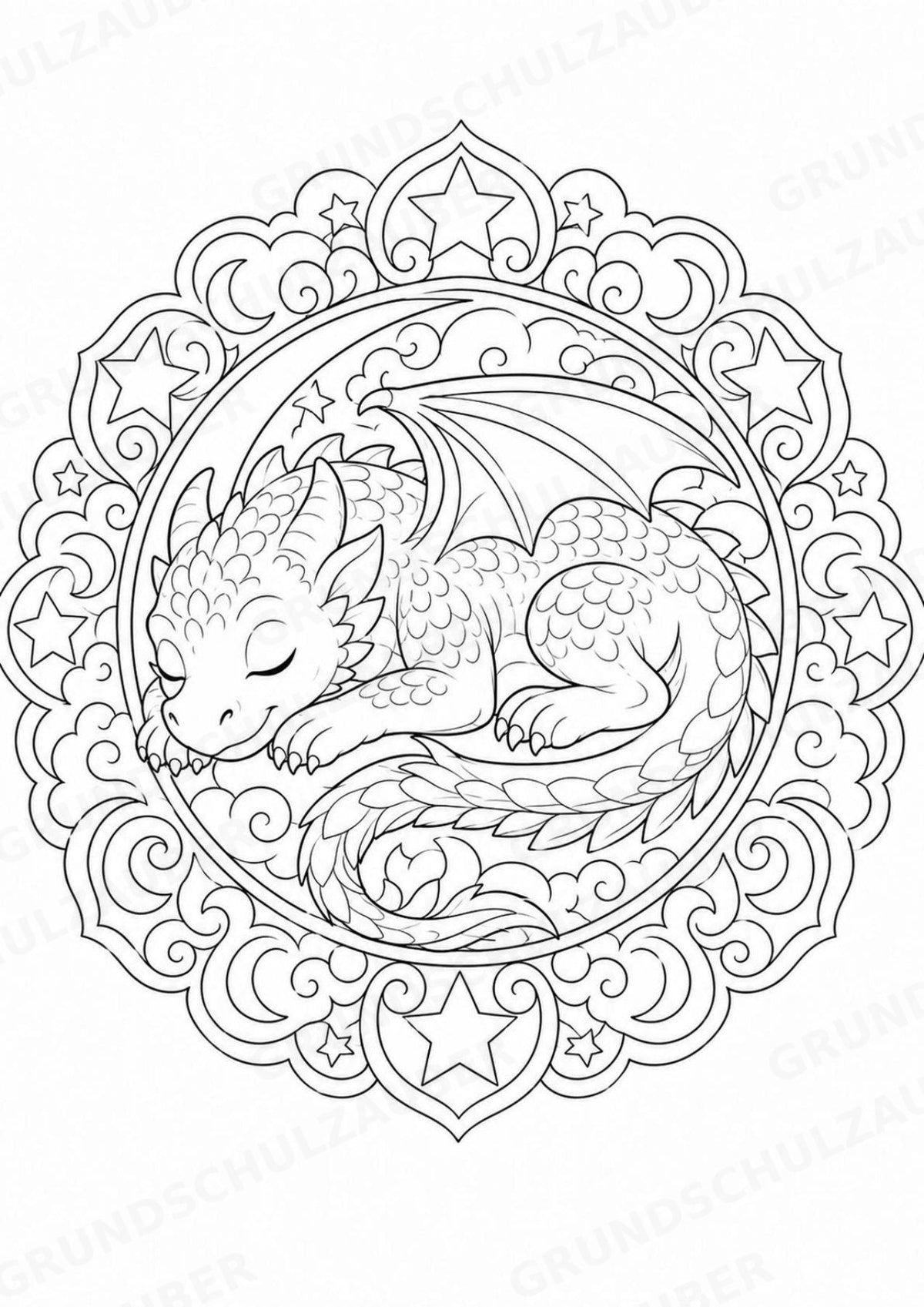 Drachen Mandalas Ausmalbilder – Märchen – 15 Malvorlagen – Materialseite 4