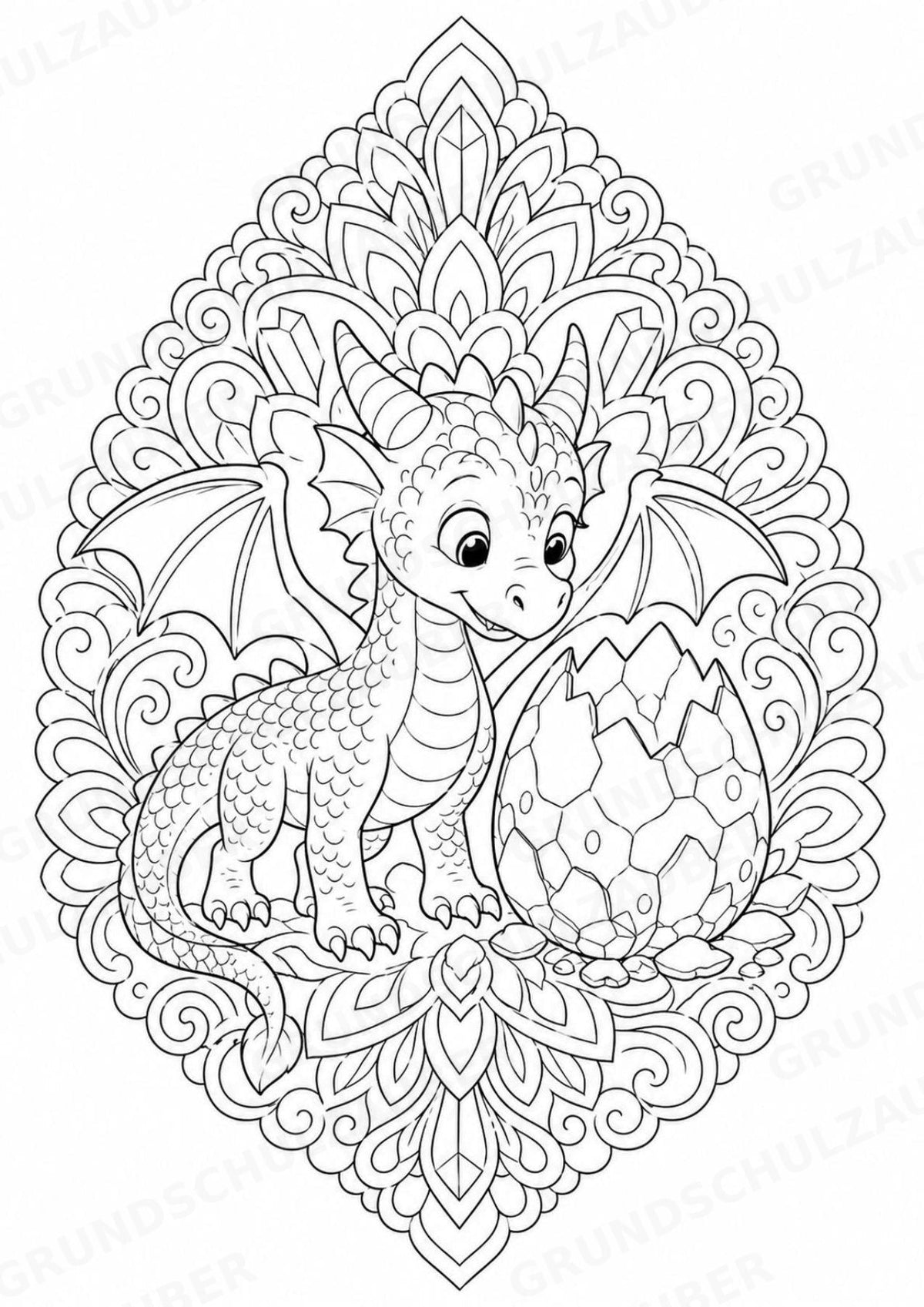Drachen Mandalas Ausmalbilder – Märchen – 15 Malvorlagen – Materialseite 5