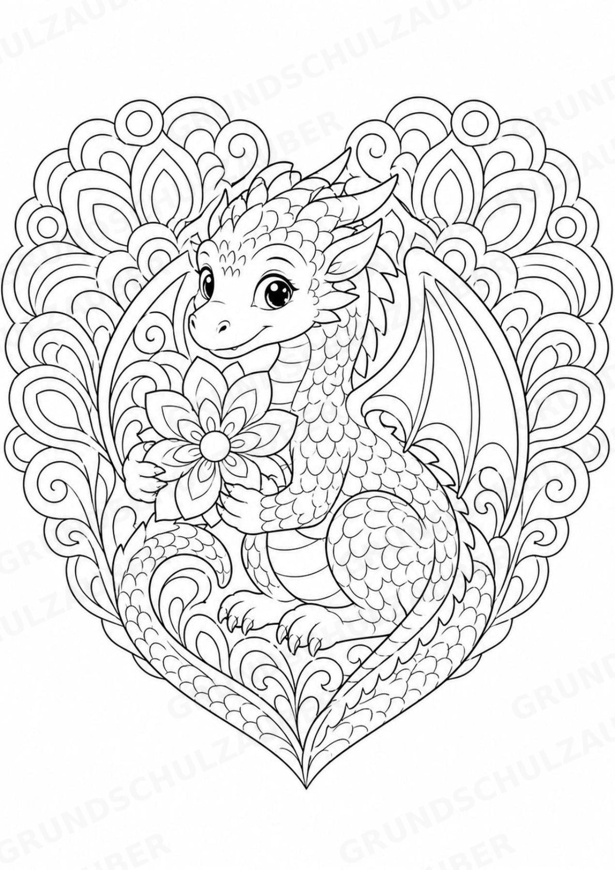 Drachen Mandalas Ausmalbilder – Märchen – 15 Malvorlagen – Materialseite 9