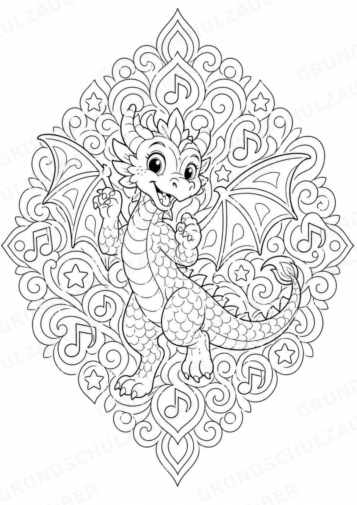 Drachen Mandalas Ausmalbilder – Märchen – 15 Malvorlagen – Materialseite 11