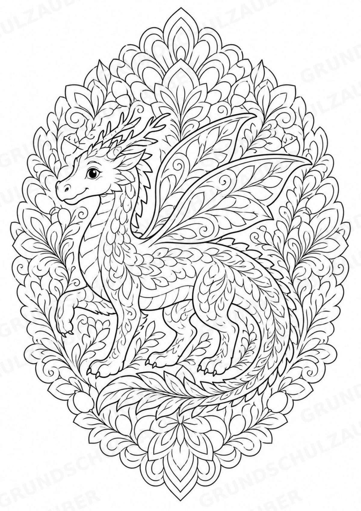 Drachen Mandalas Ausmalbilder – Märchen – 15 Malvorlagen – Materialseite 15