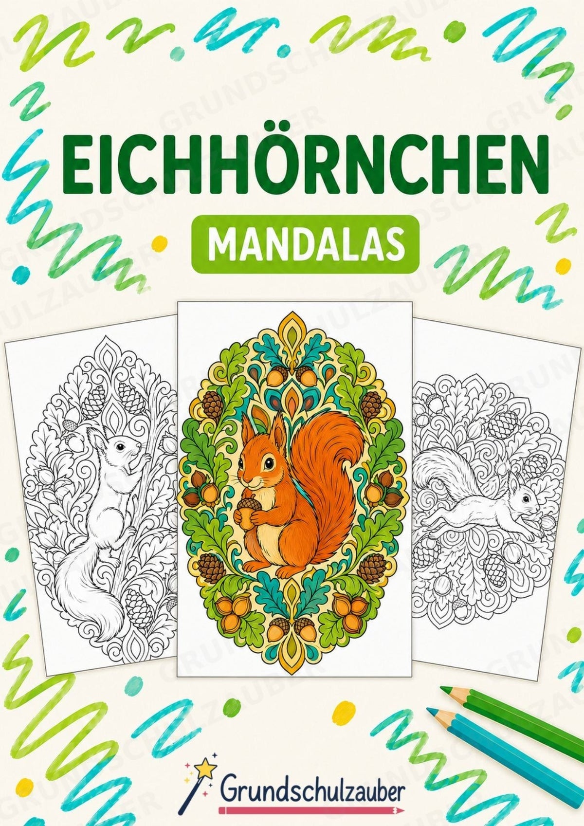 Eichhörnchen Mandalas Ausmalbilder – Tiere – 15 Malvorlagen – Cover