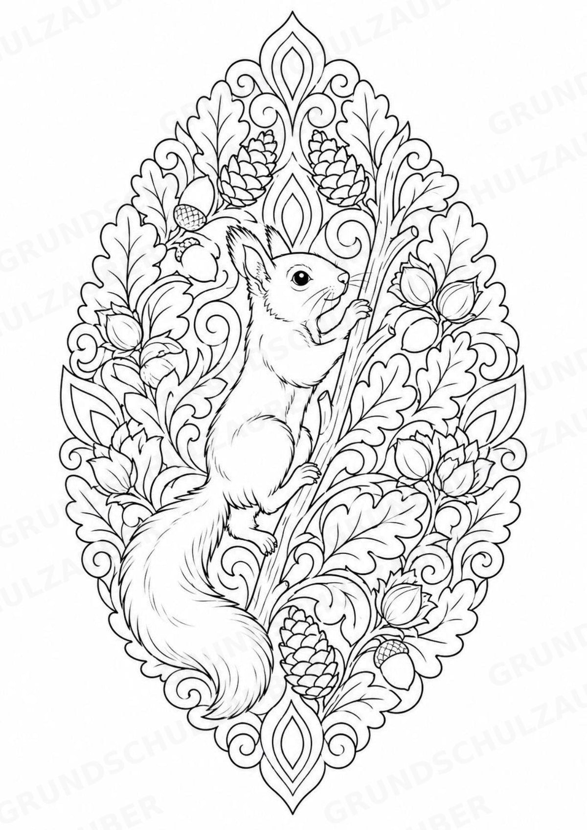 Eichhörnchen Mandalas Ausmalbilder – Tiere – 15 Malvorlagen – Materialseite 3