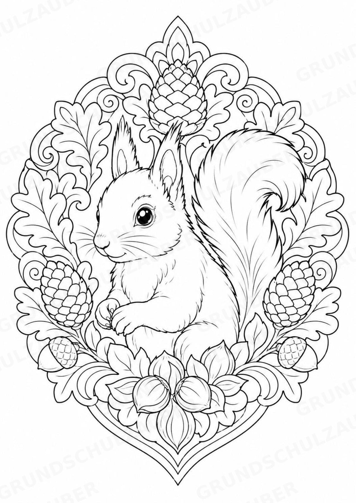 Eichhörnchen Mandalas Ausmalbilder – Tiere – 15 Malvorlagen – Materialseite 7