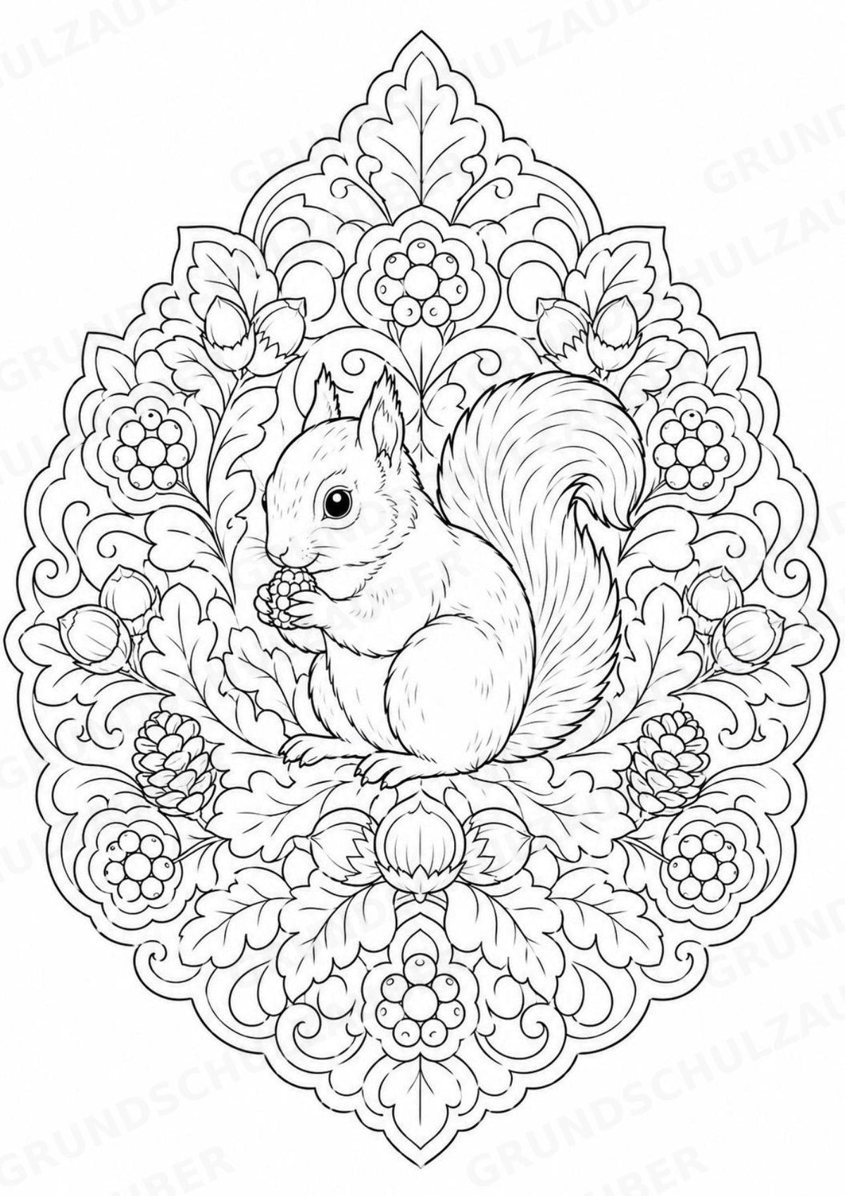 Eichhörnchen Mandalas Ausmalbilder – Tiere – 15 Malvorlagen – Materialseite 12