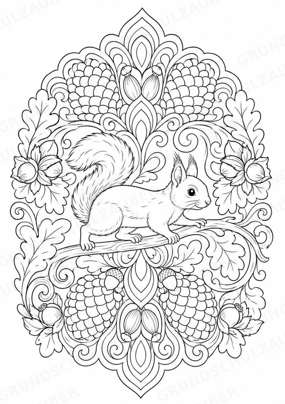 Eichhörnchen Mandalas Ausmalbilder – Tiere – 15 Malvorlagen – Materialseite 13