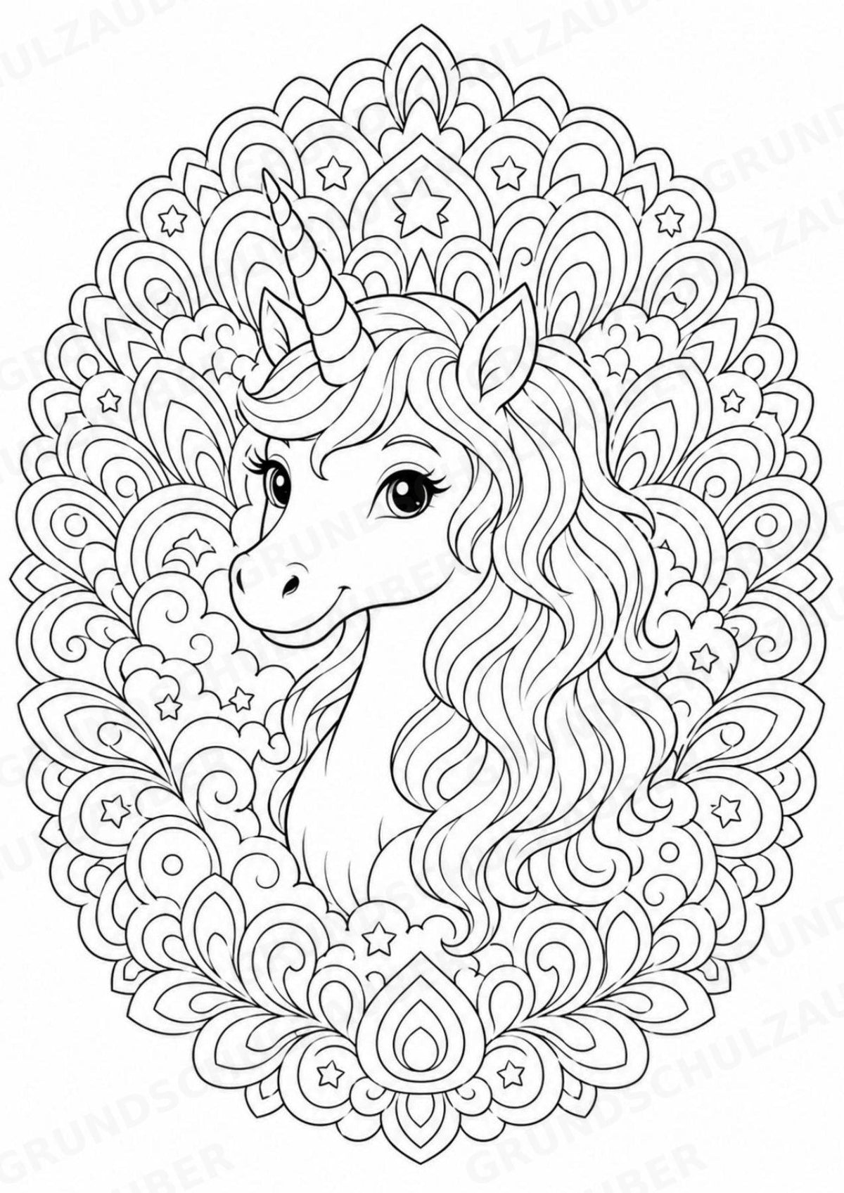Einhorn Mandalas Ausmalbilder – Märchen – 15 Malvorlagen – Materialseite 2