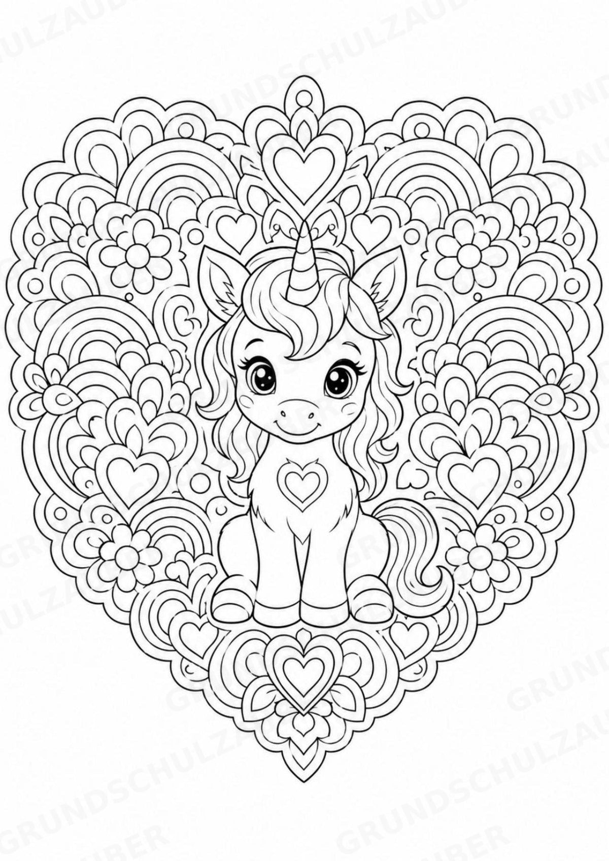 Einhorn Mandalas Ausmalbilder – Märchen – 15 Malvorlagen – Materialseite 3