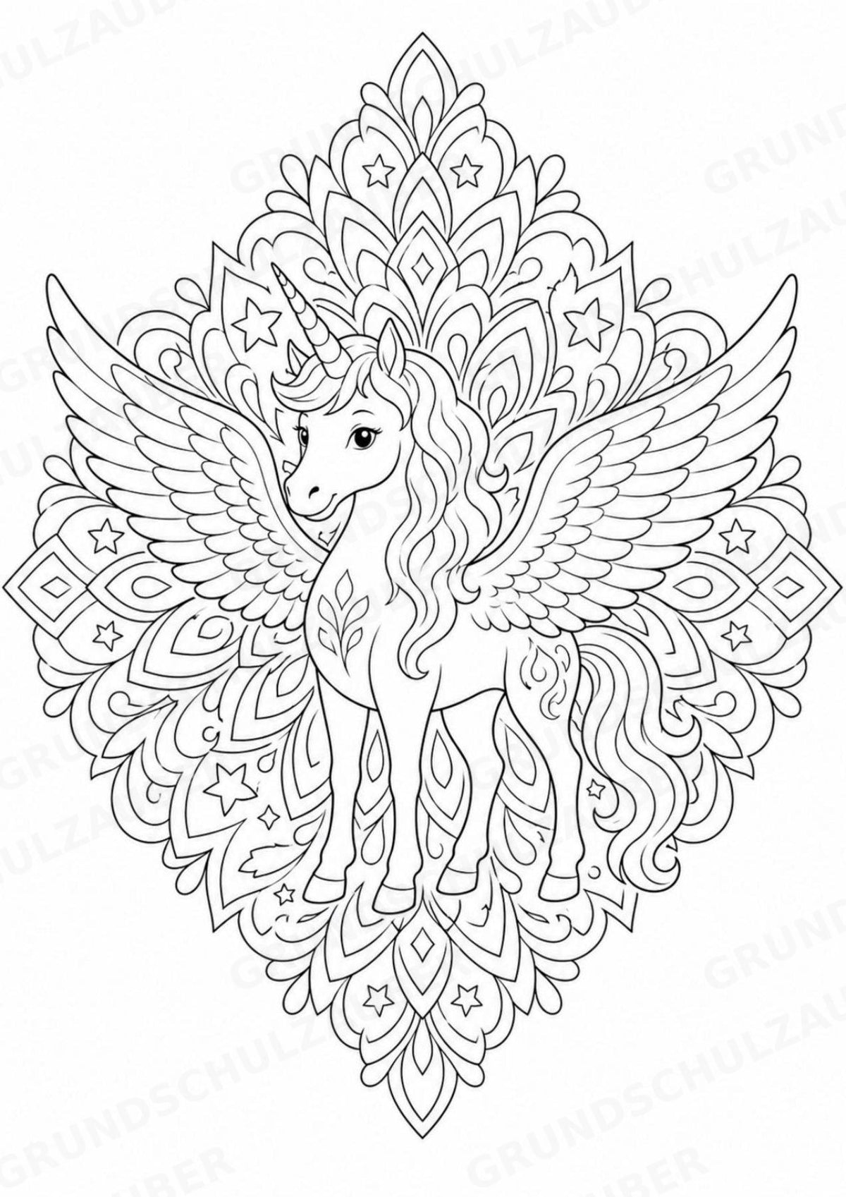 Einhorn Mandalas Ausmalbilder – Märchen – 15 Malvorlagen – Materialseite 10