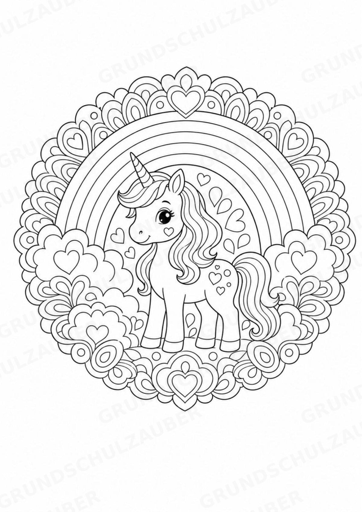 Einhorn Mandalas Ausmalbilder – Märchen – 15 Malvorlagen – Materialseite 15