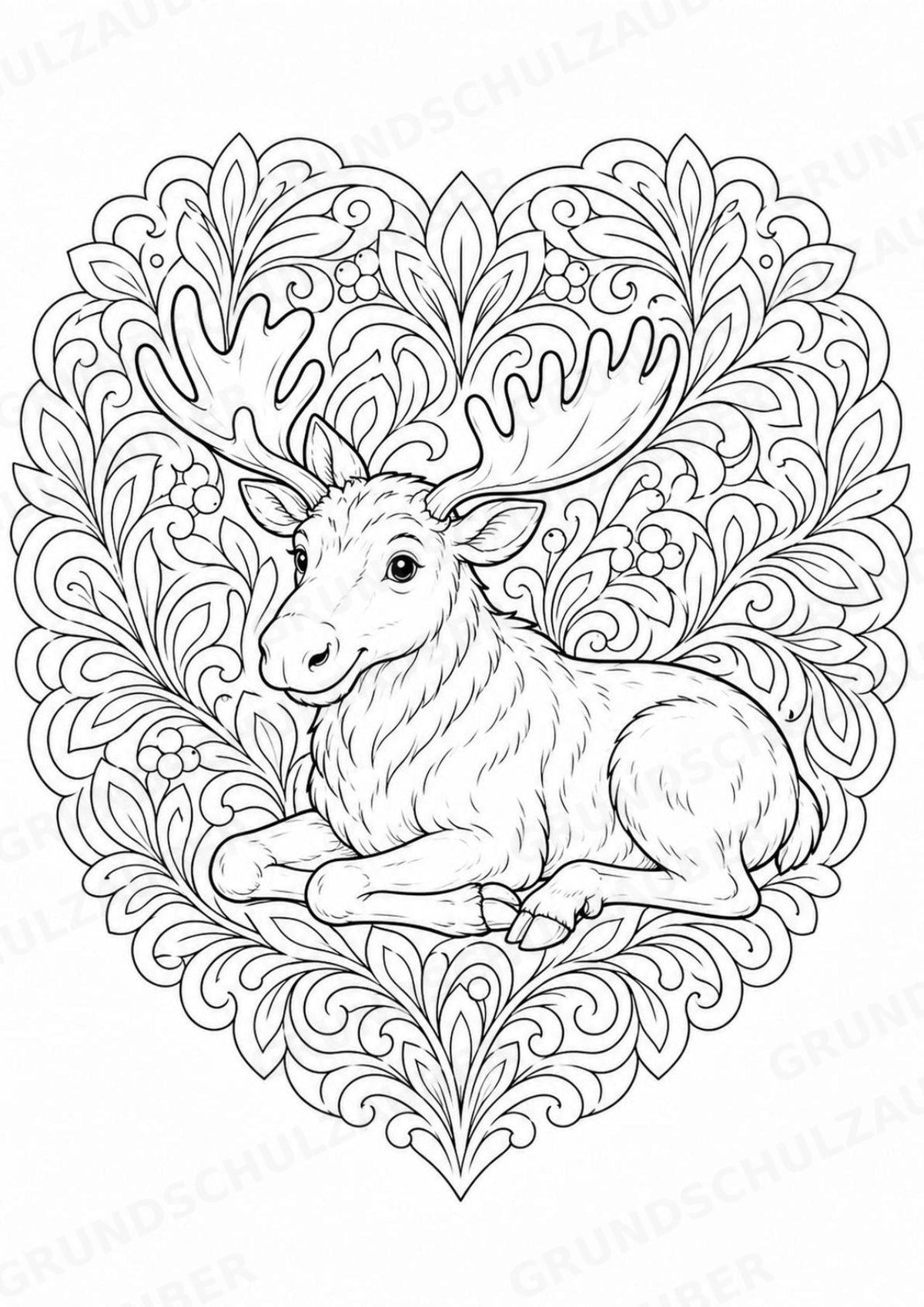 Elch Mandalas Ausmalbilder – Tiere – 15 Malvorlagen – Materialseite 3