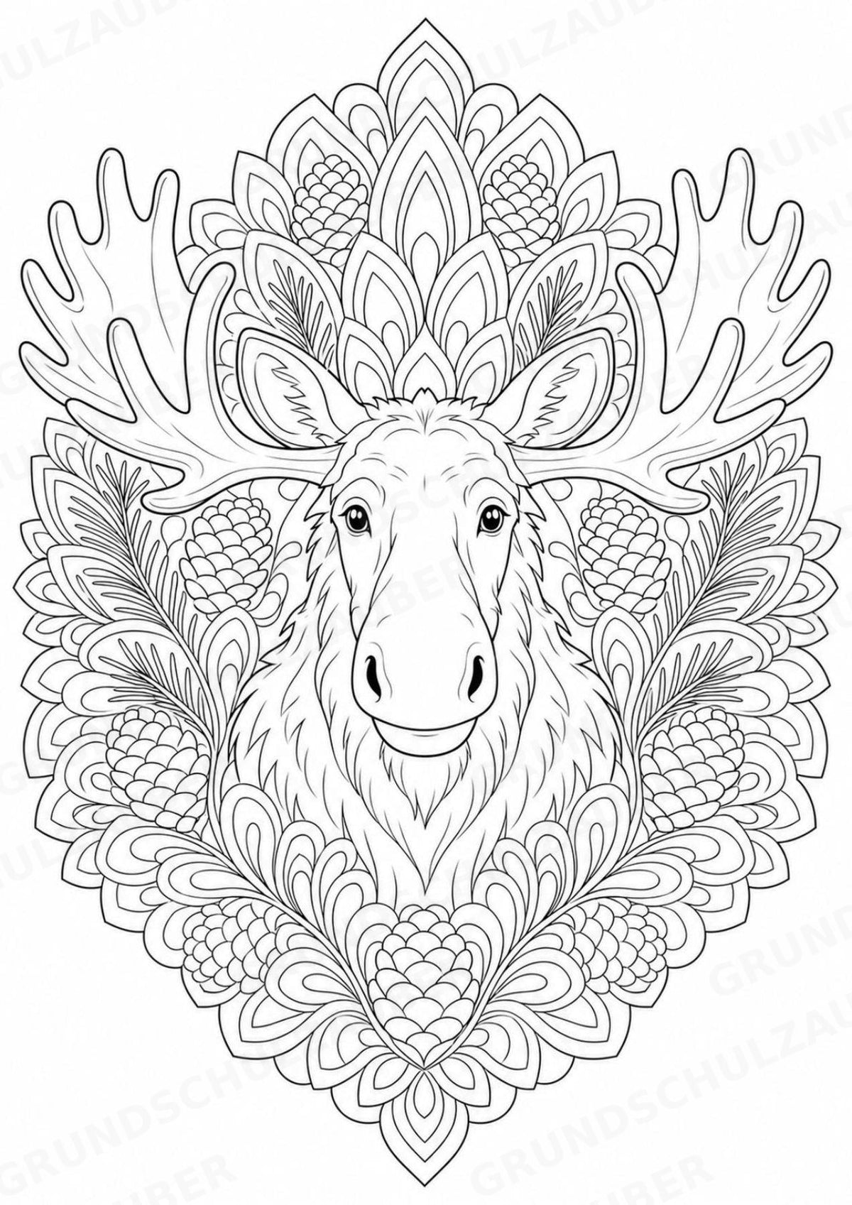 Elch Mandalas Ausmalbilder – Tiere – 15 Malvorlagen – Materialseite 4