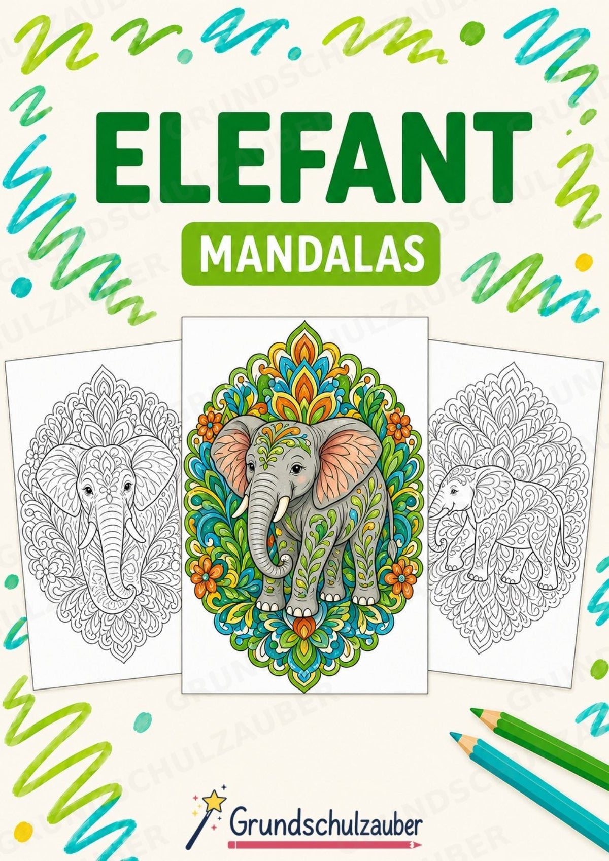 Elefant Mandalas Ausmalbilder – Tiere – 15 Malvorlagen – Cover