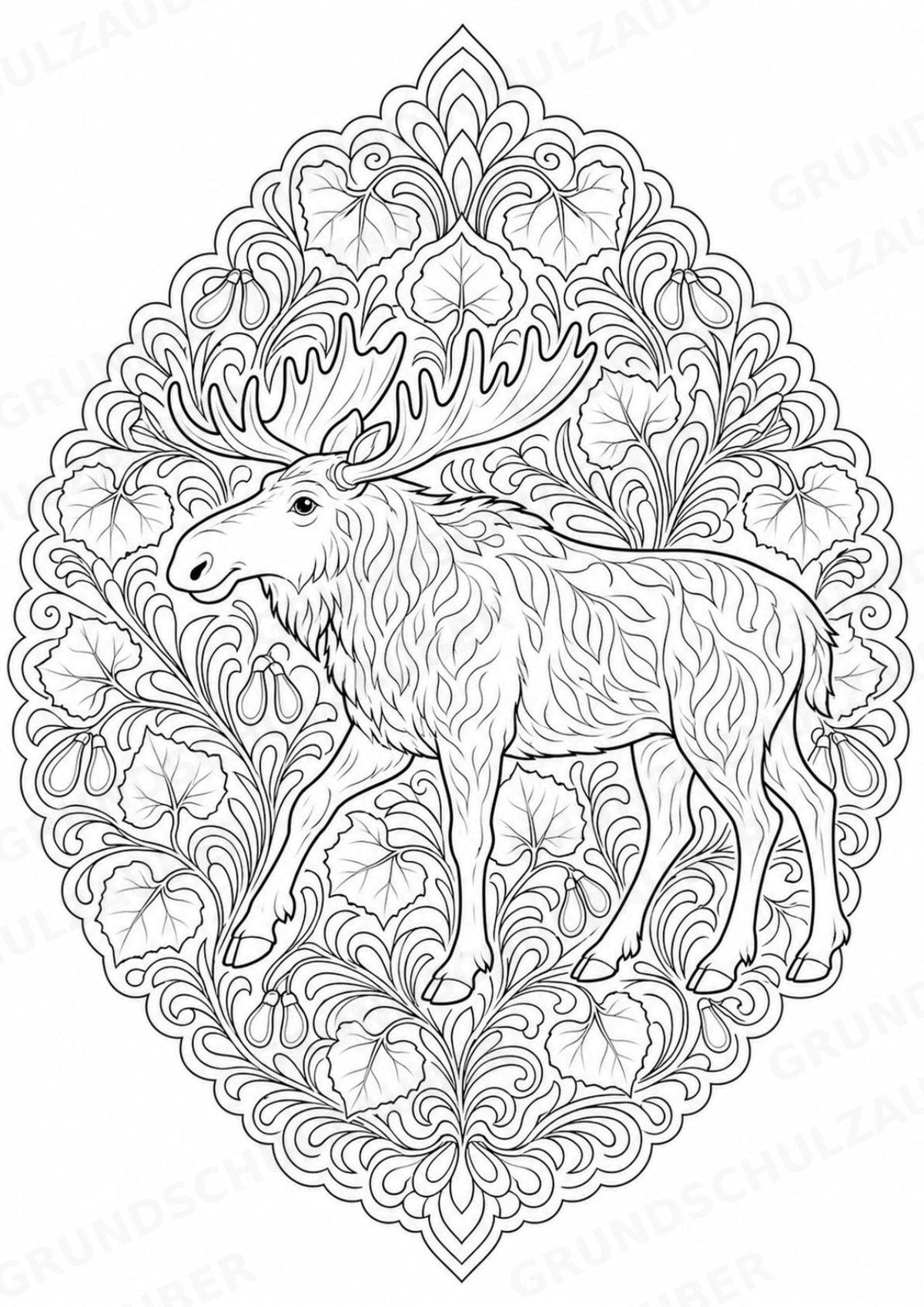 Elch Mandalas Ausmalbilder – Tiere – 15 Malvorlagen – Materialseite 5