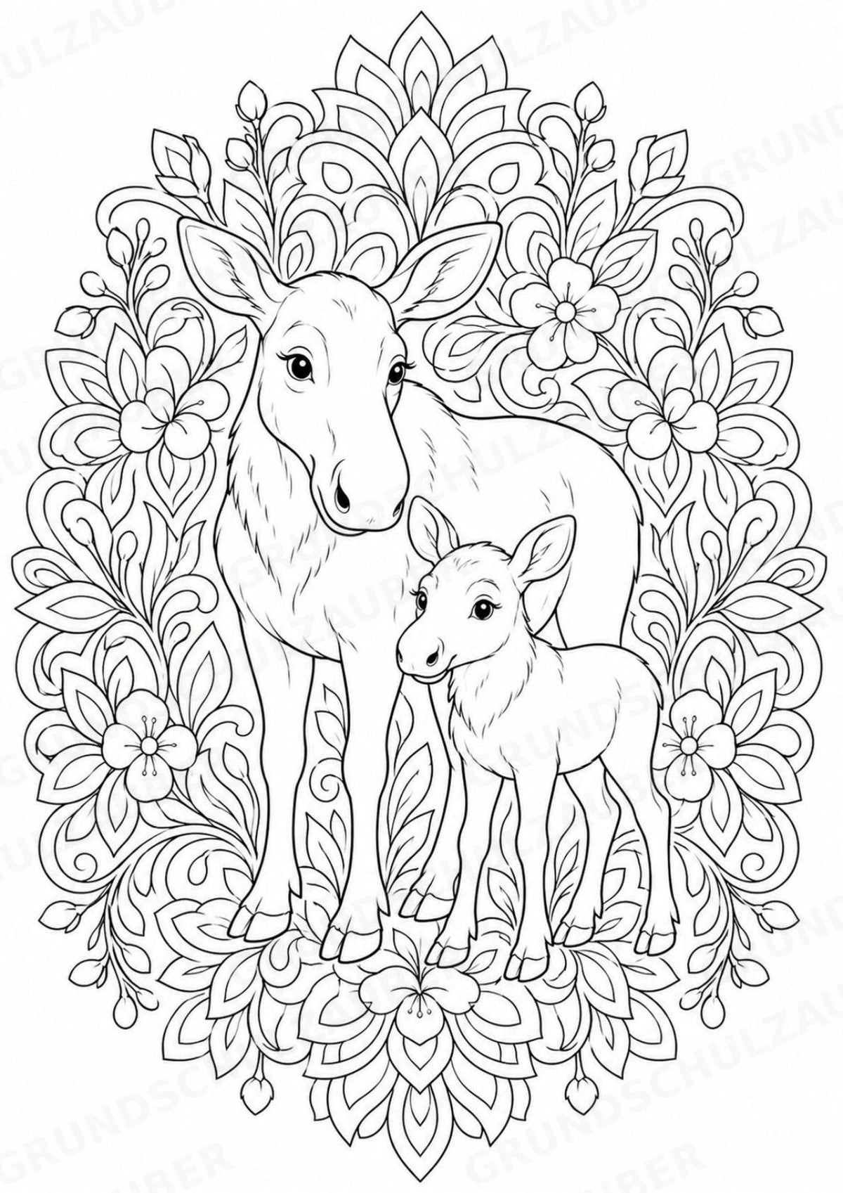 Elch Mandalas Ausmalbilder – Tiere – 15 Malvorlagen – Materialseite 8