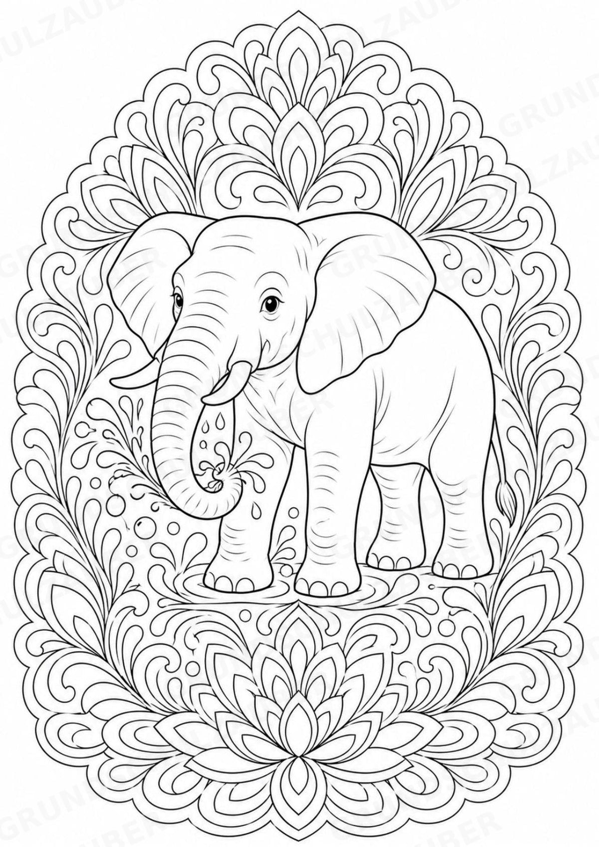Elefant Mandalas Ausmalbilder – Tiere – 15 Malvorlagen – Materialseite 6