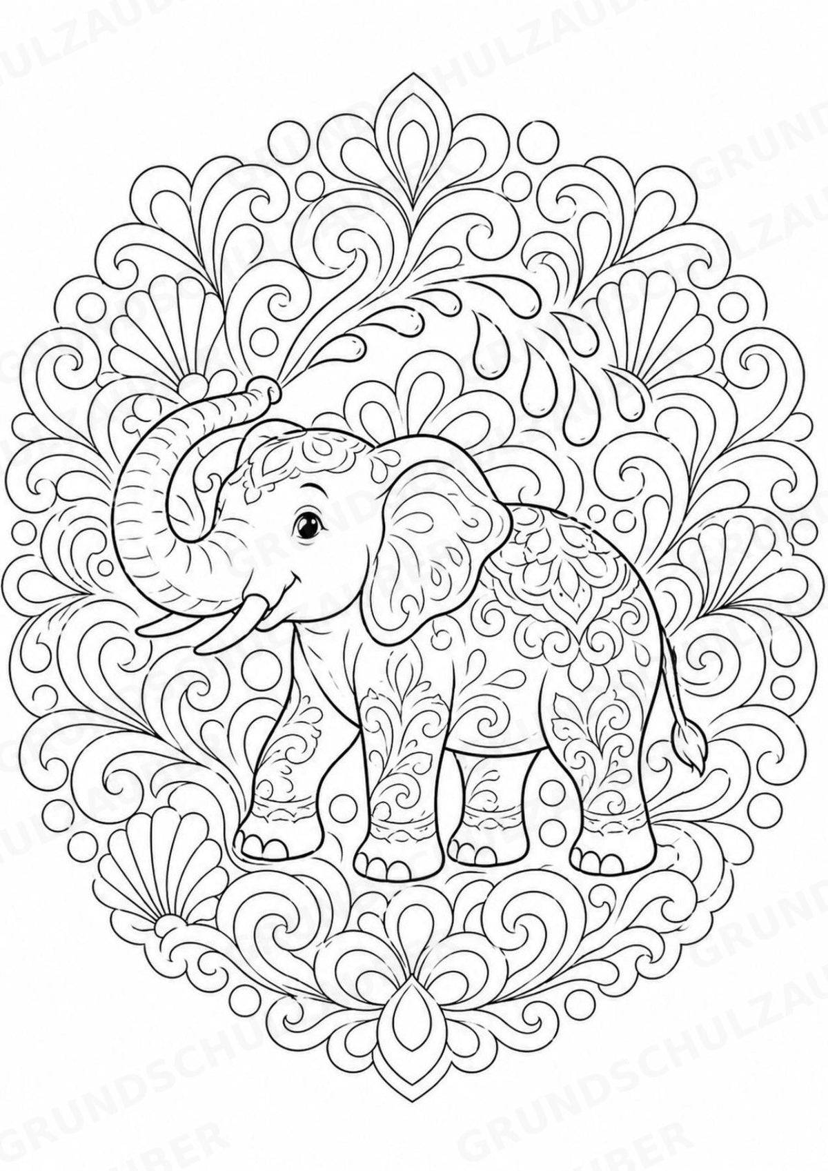 Elefant Mandalas Ausmalbilder – Tiere – 15 Malvorlagen – Materialseite 9