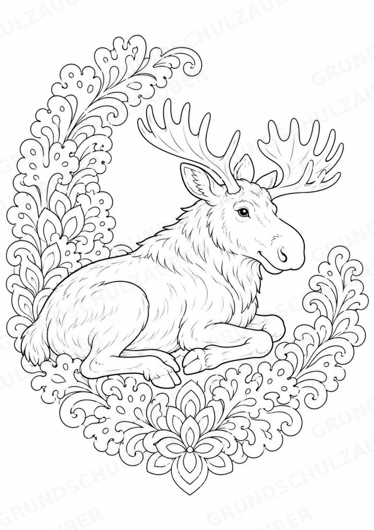 Elch Mandalas Ausmalbilder – Tiere – 15 Malvorlagen – Materialseite 13