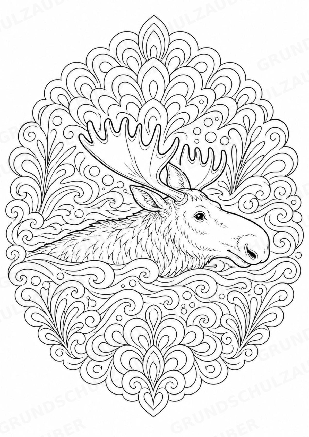 Elch Mandalas Ausmalbilder – Tiere – 15 Malvorlagen – Materialseite 15