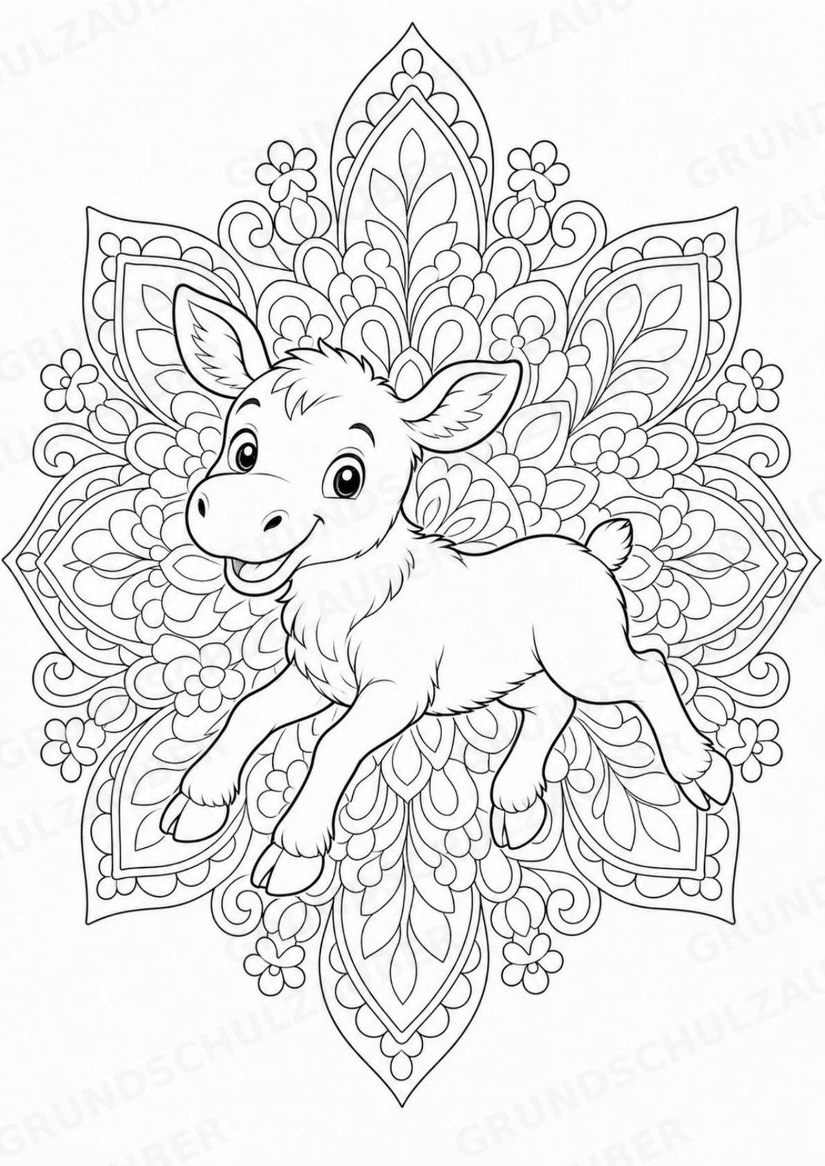 Elch Mandalas Ausmalbilder – Tiere – 15 Malvorlagen – Materialseite 16