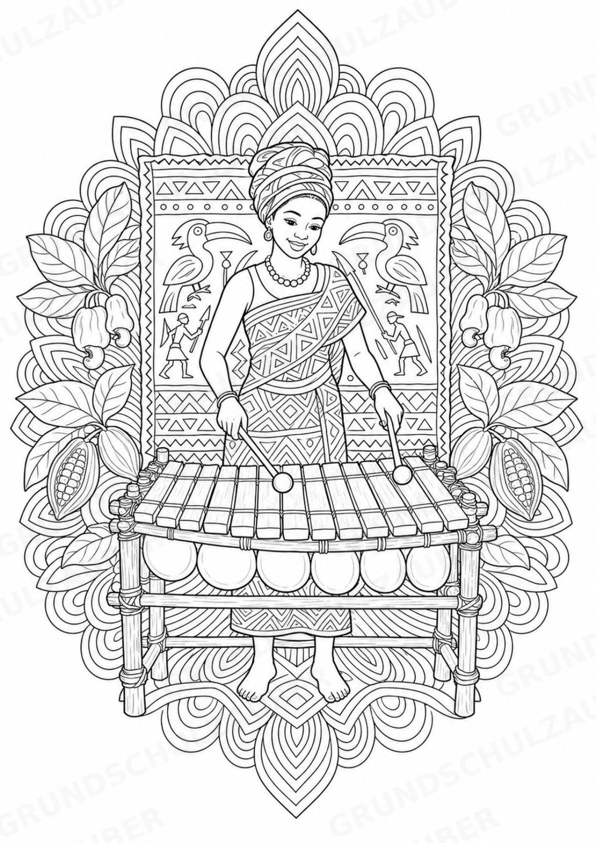 Elfenbeinküste Mandalas Ausmalbilder – Länder und Kulturen – 15 Malvorlagen – Materialseite 8