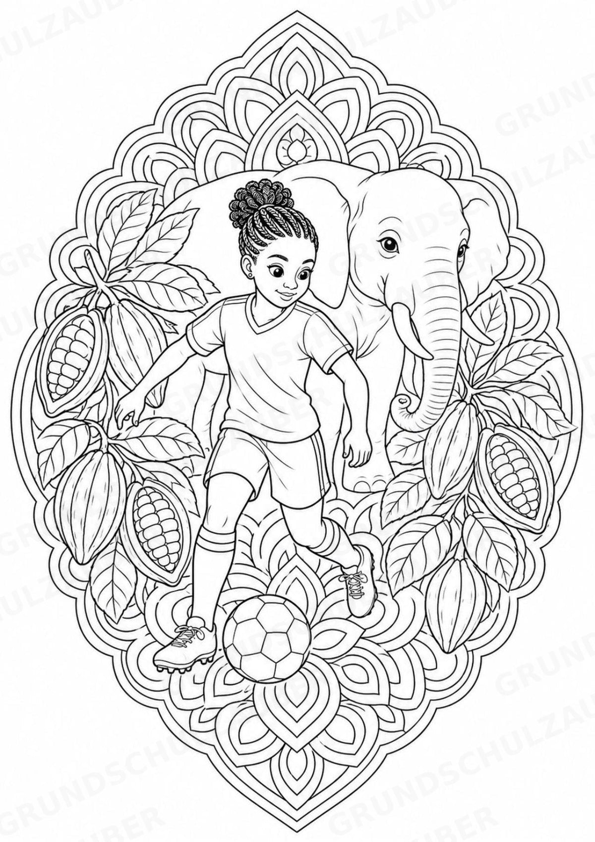 Elfenbeinküste Mandalas Ausmalbilder – Länder und Kulturen – 15 Malvorlagen – Materialseite 9