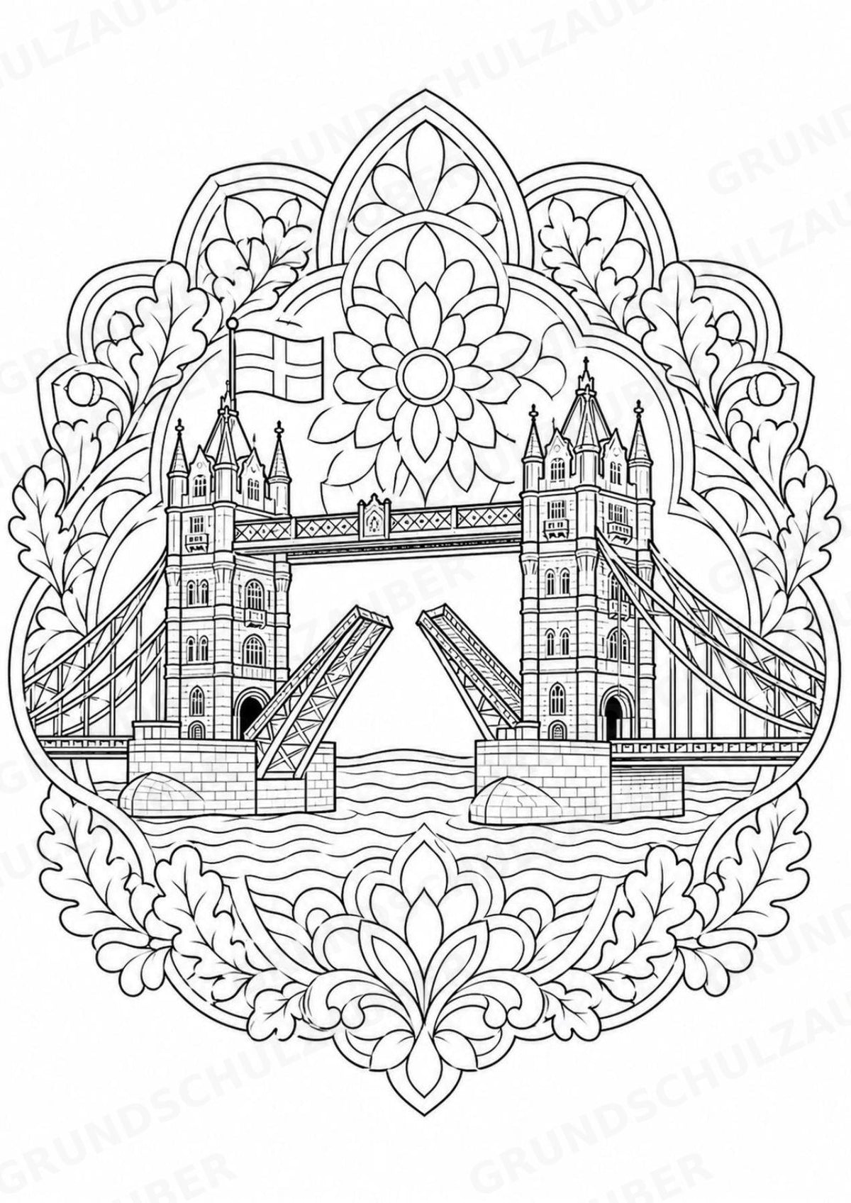 England Mandalas Ausmalbilder – Länder und Kulturen – 15 Malvorlagen – Materialseite 4