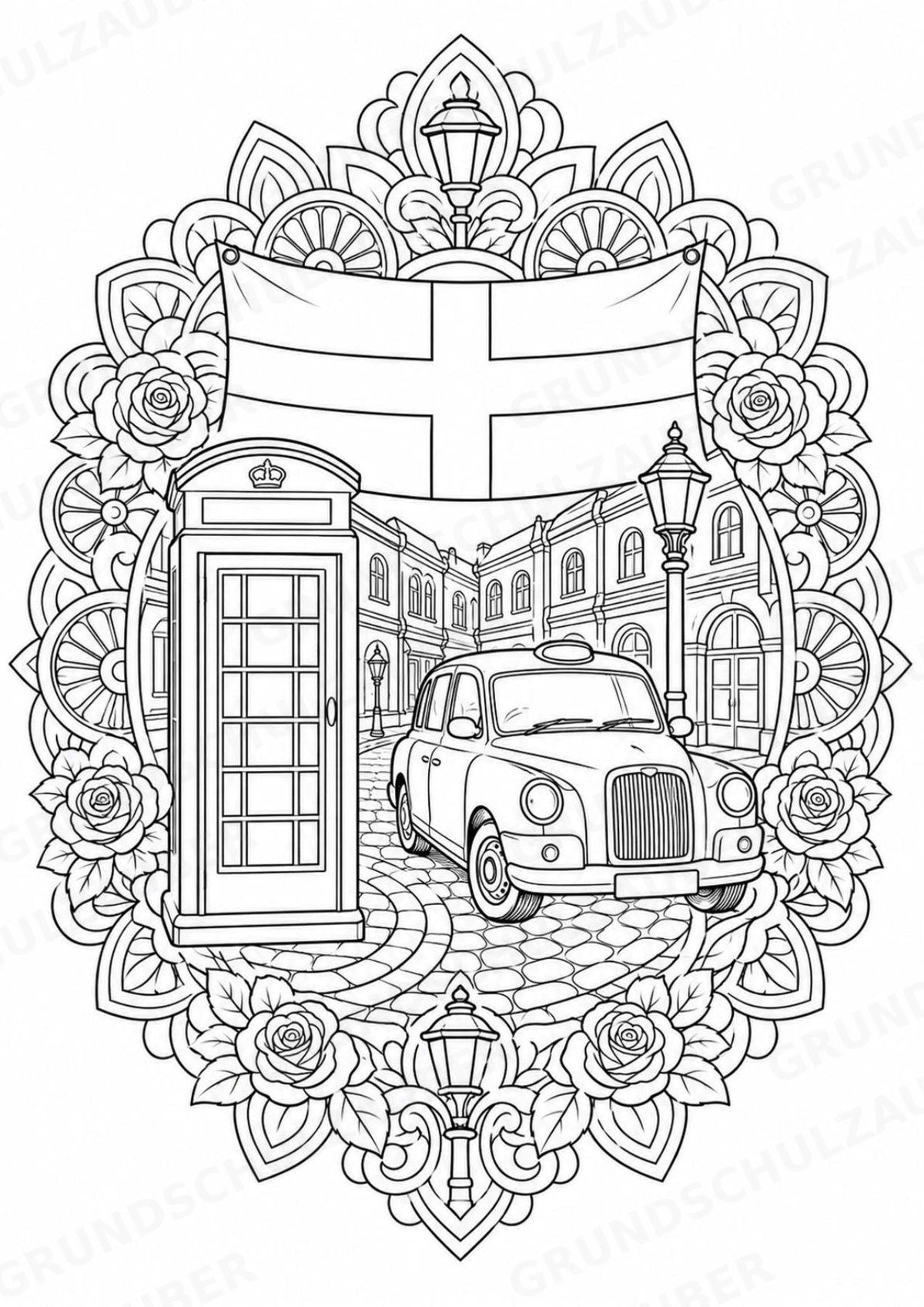 England Mandalas Ausmalbilder – Länder und Kulturen – 15 Malvorlagen – Materialseite 5