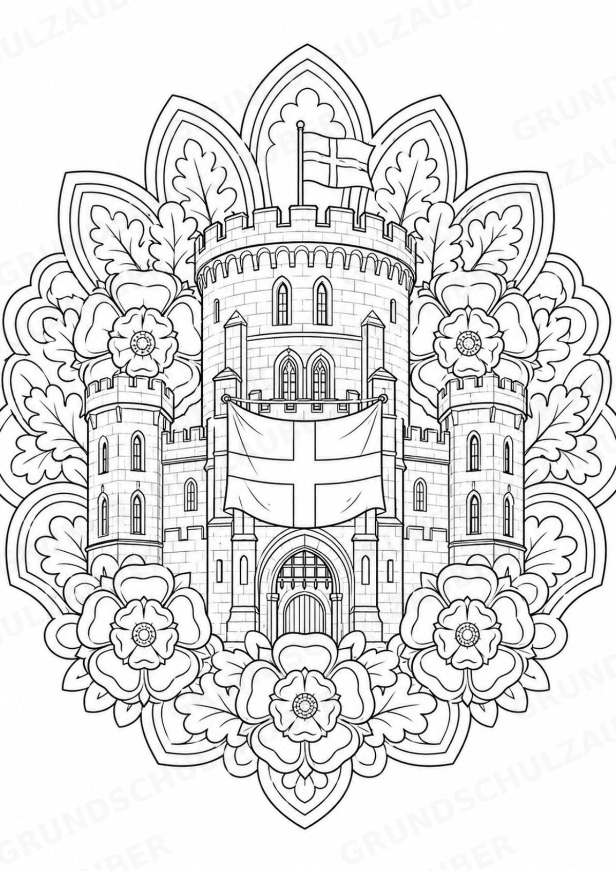 England Mandalas Ausmalbilder – Länder und Kulturen – 15 Malvorlagen – Materialseite 6