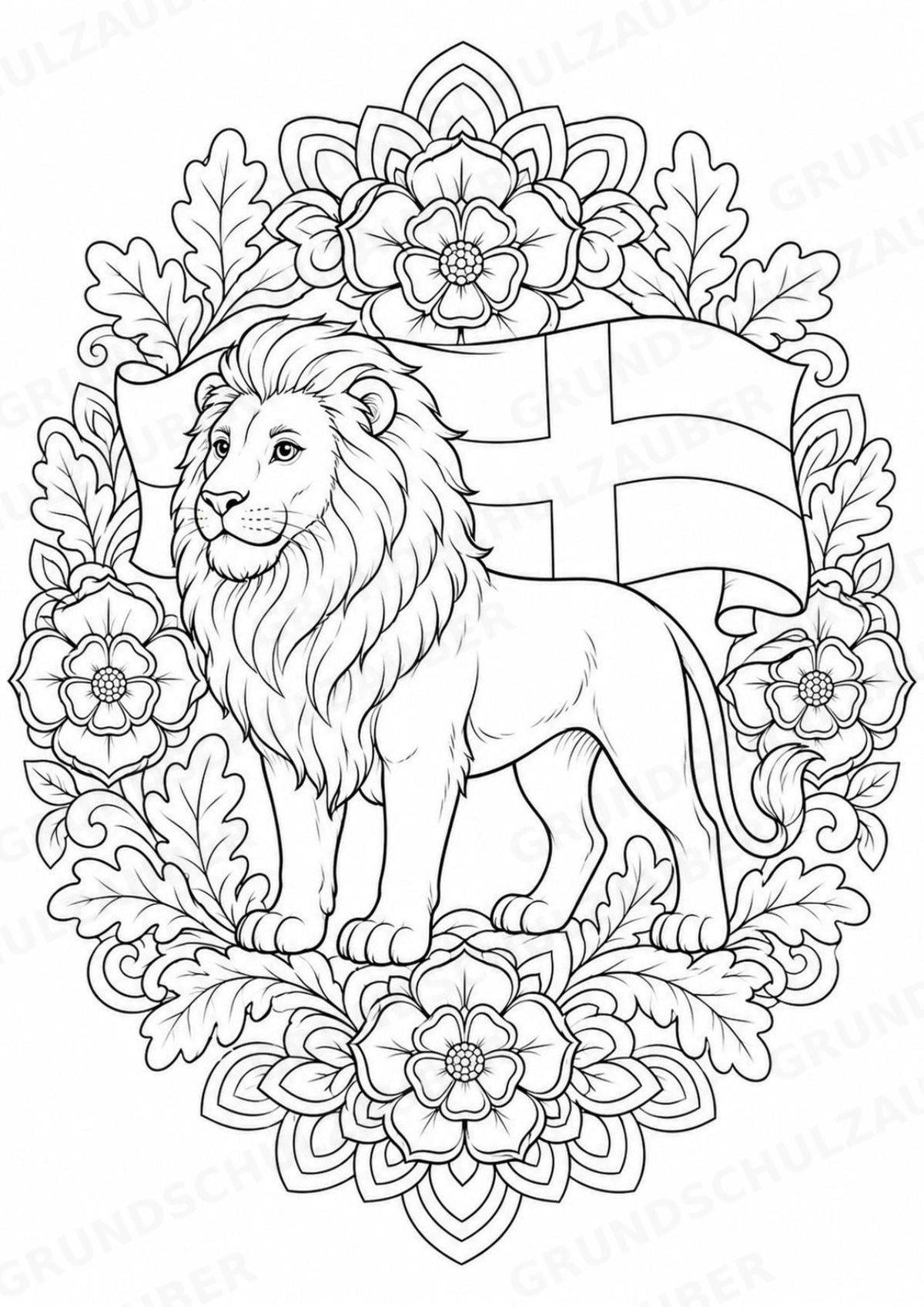 England Mandalas Ausmalbilder – Länder und Kulturen – 15 Malvorlagen – Materialseite 8