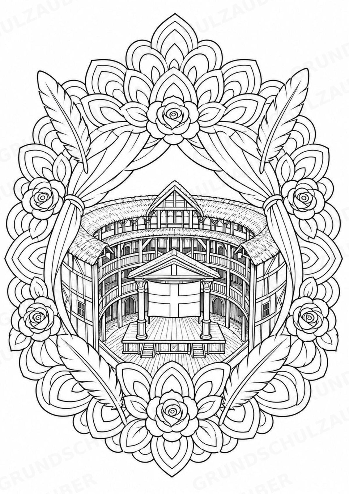 England Mandalas Ausmalbilder – Länder und Kulturen – 15 Malvorlagen – Materialseite 15