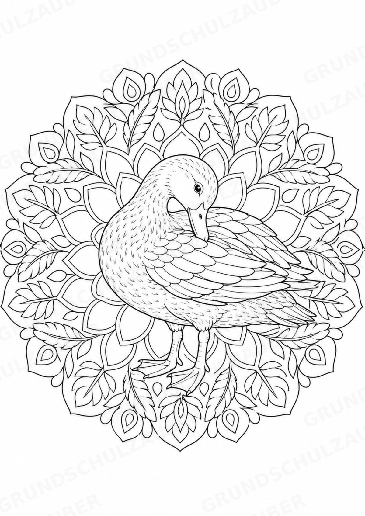 Ente Mandalas Ausmalbilder – Tiere – 15 Malvorlagen – Materialseite 6