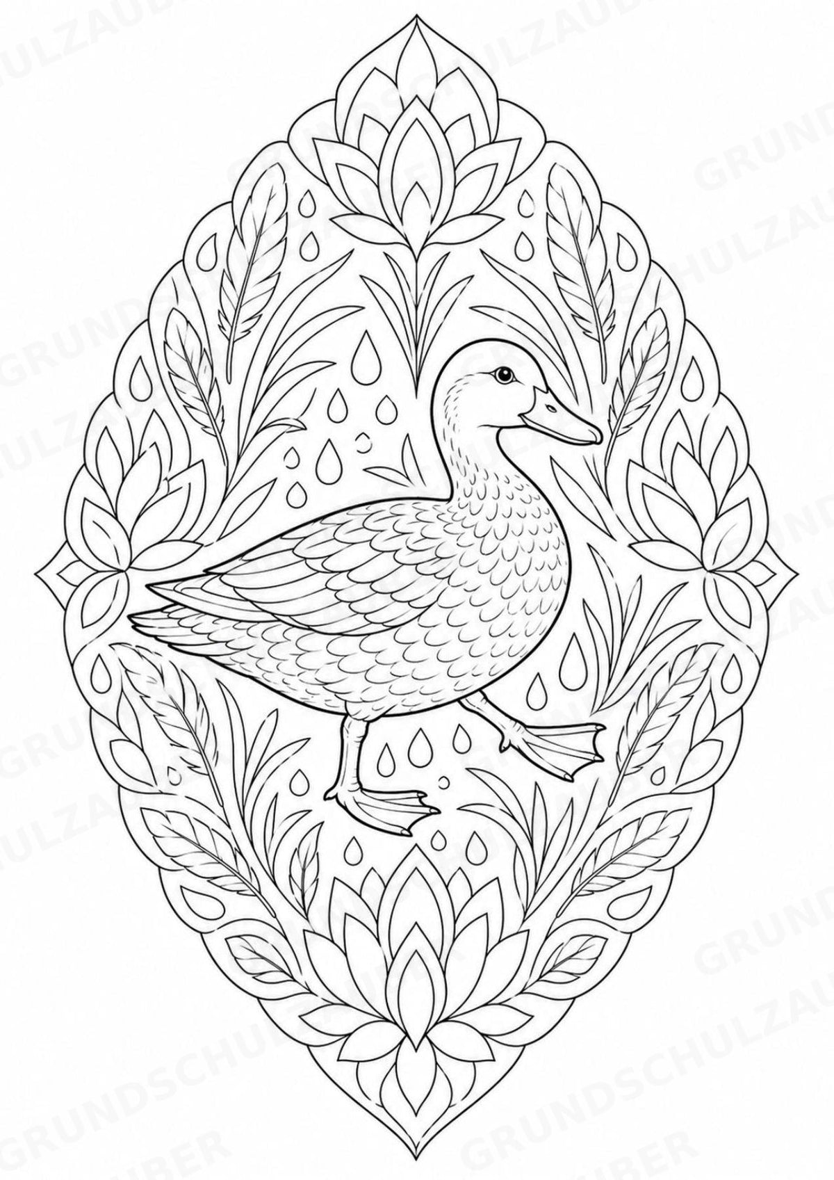 Ente Mandalas Ausmalbilder – Tiere – 15 Malvorlagen – Materialseite 11