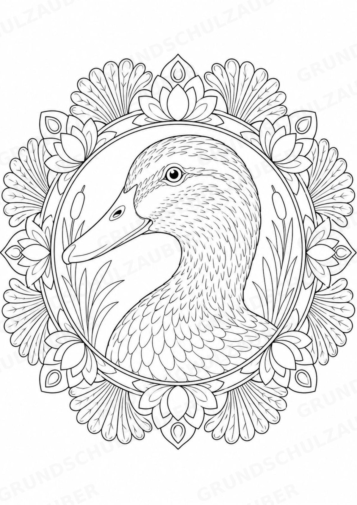 Ente Mandalas Ausmalbilder – Tiere – 15 Malvorlagen – Materialseite 12