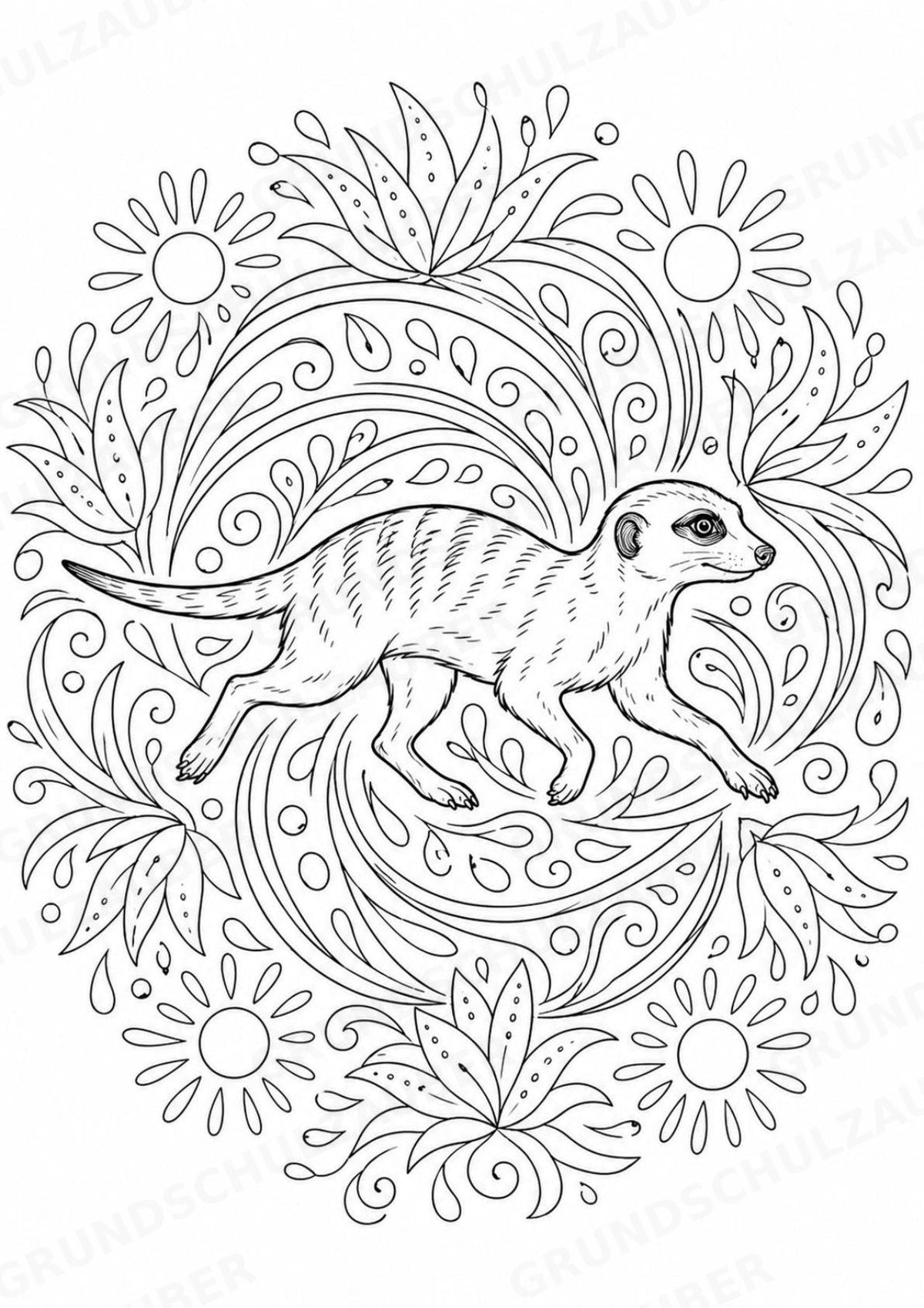 Erdmännchen Mandalas Ausmalbilder – Tiere – 15 Malvorlagen – Materialseite 7