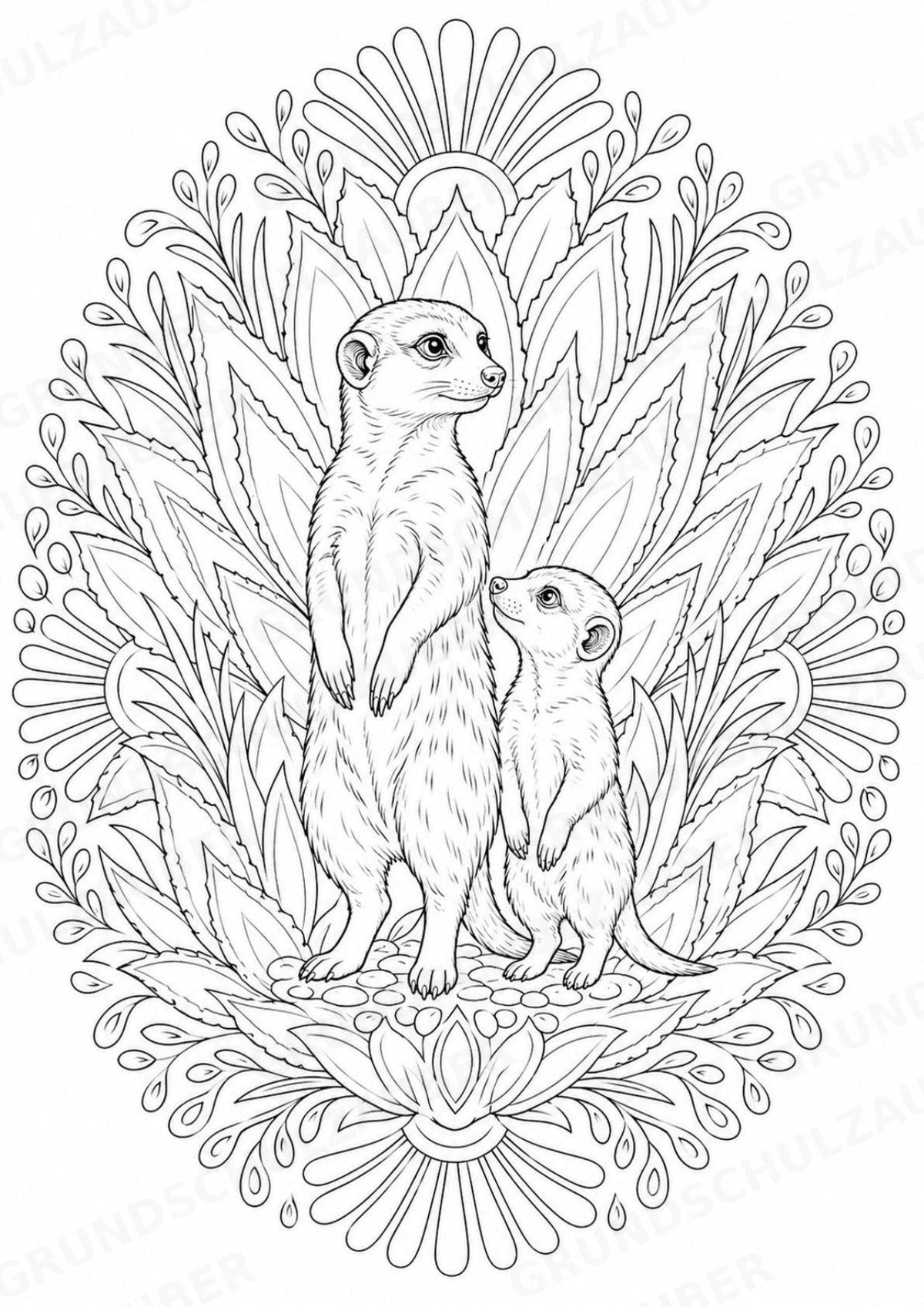 Erdmännchen Mandalas Ausmalbilder – Tiere – 15 Malvorlagen – Materialseite 8