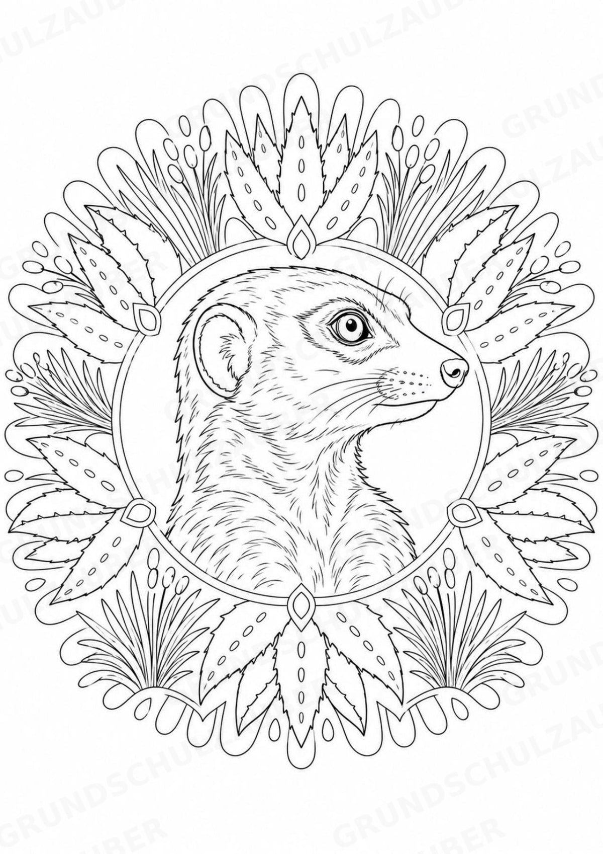 Erdmännchen Mandalas Ausmalbilder – Tiere – 15 Malvorlagen – Materialseite 12