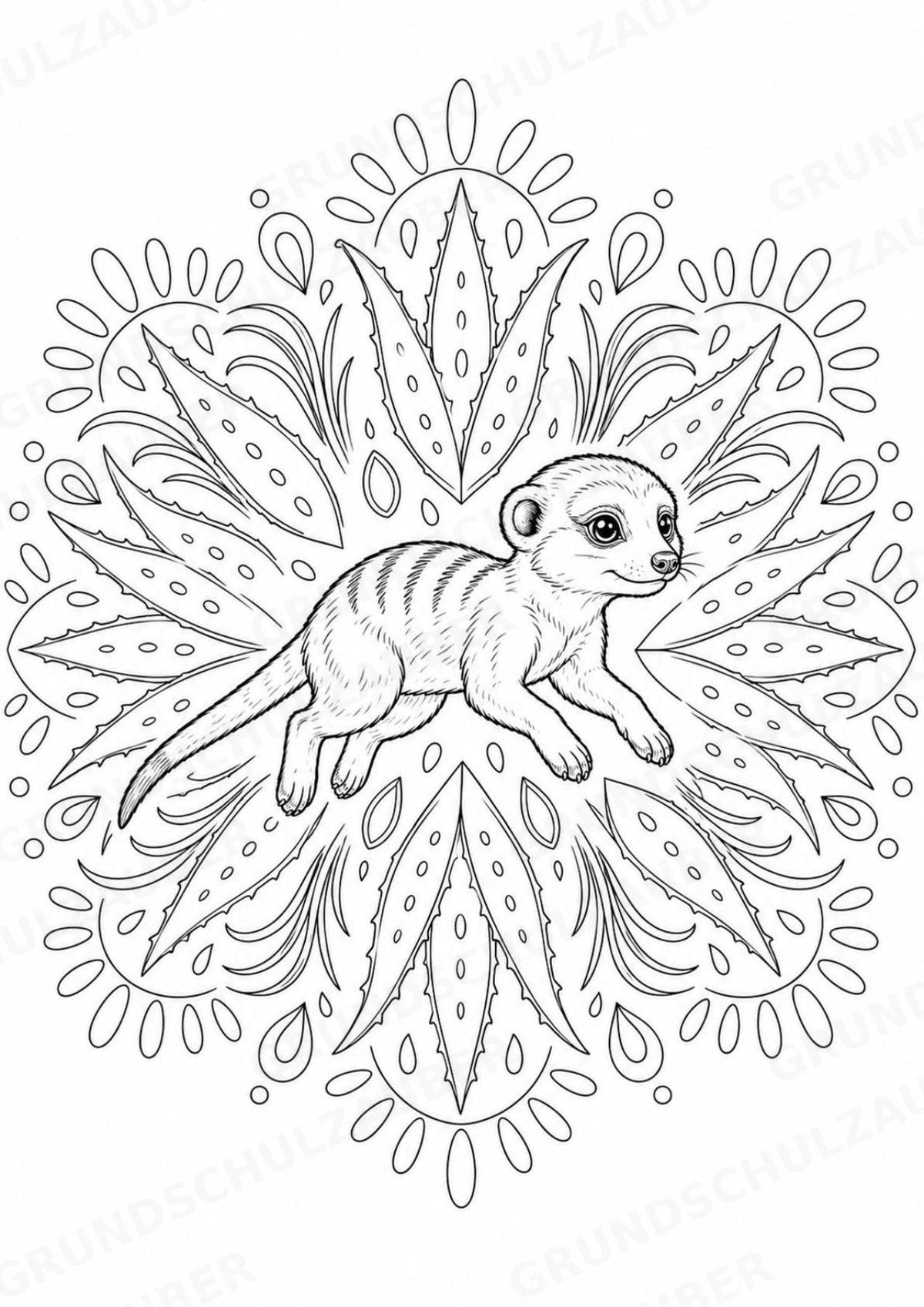 Erdmännchen Mandalas Ausmalbilder – Tiere – 15 Malvorlagen – Materialseite 15
